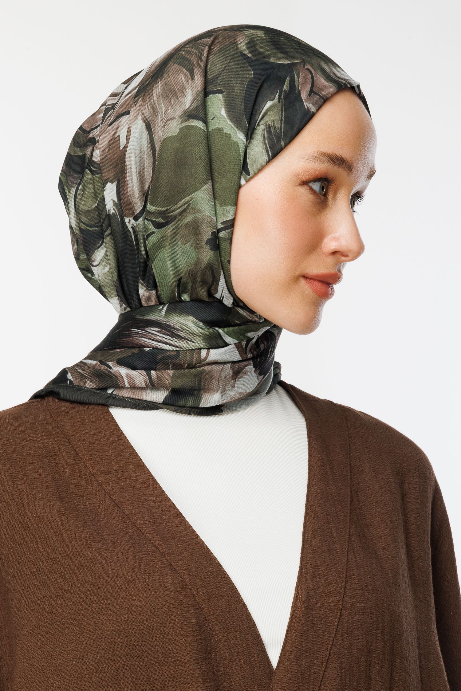 Patterned Cotton Shawl - Khaki