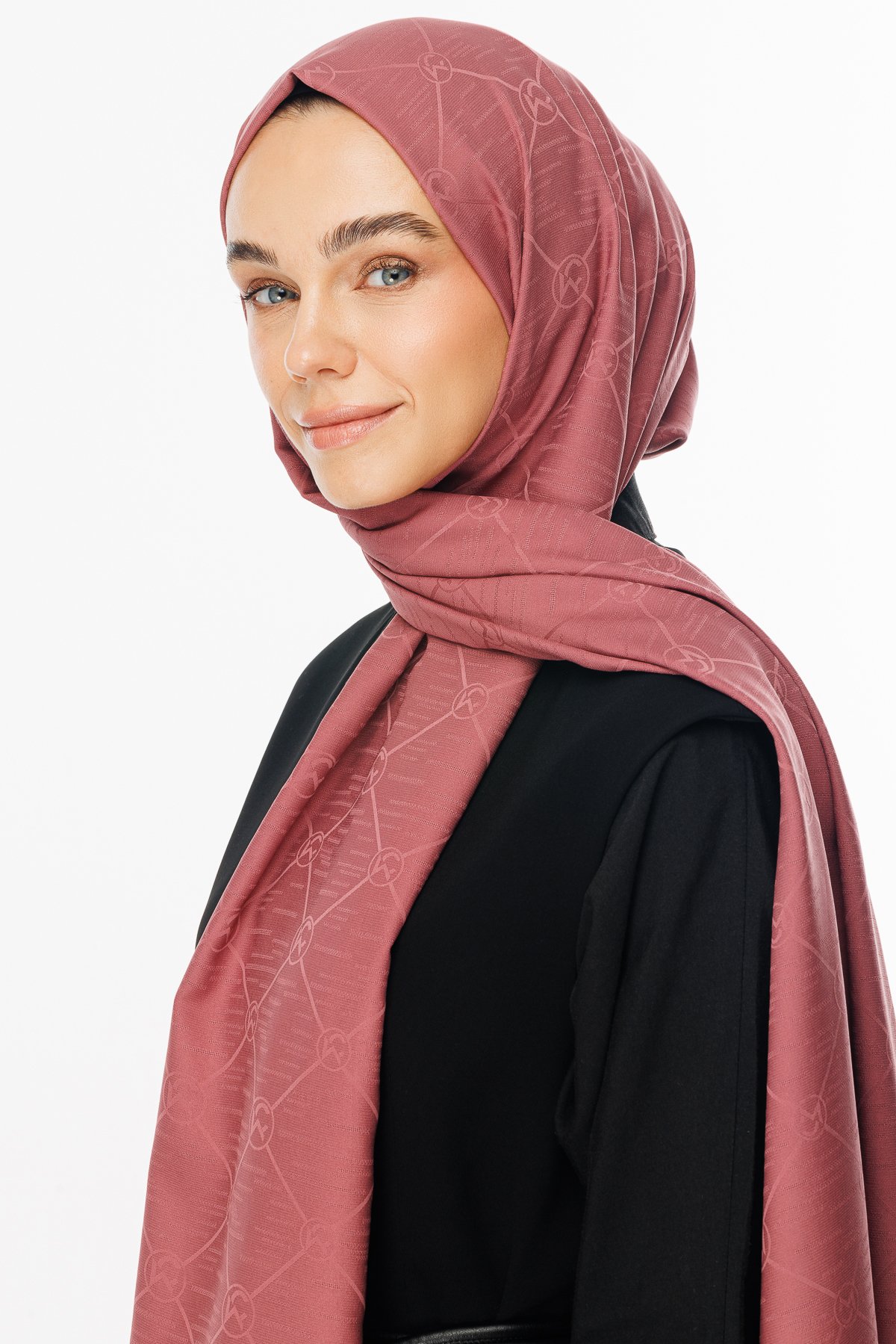 Moon Is Pattern Jacquard Shawl - Dried Rose