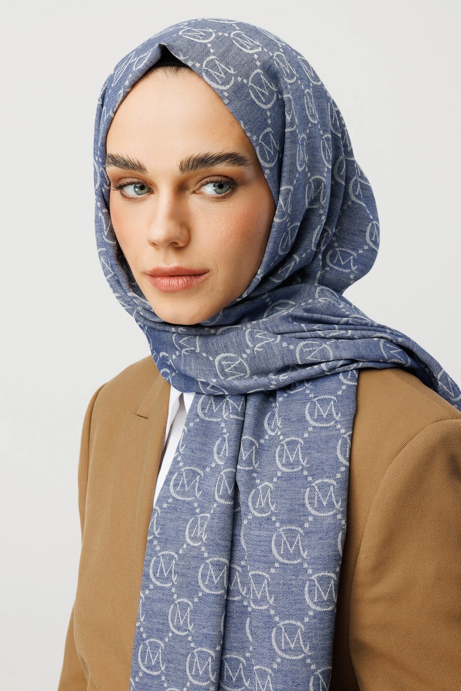 Yün İpek Şal - Gök Mavisi