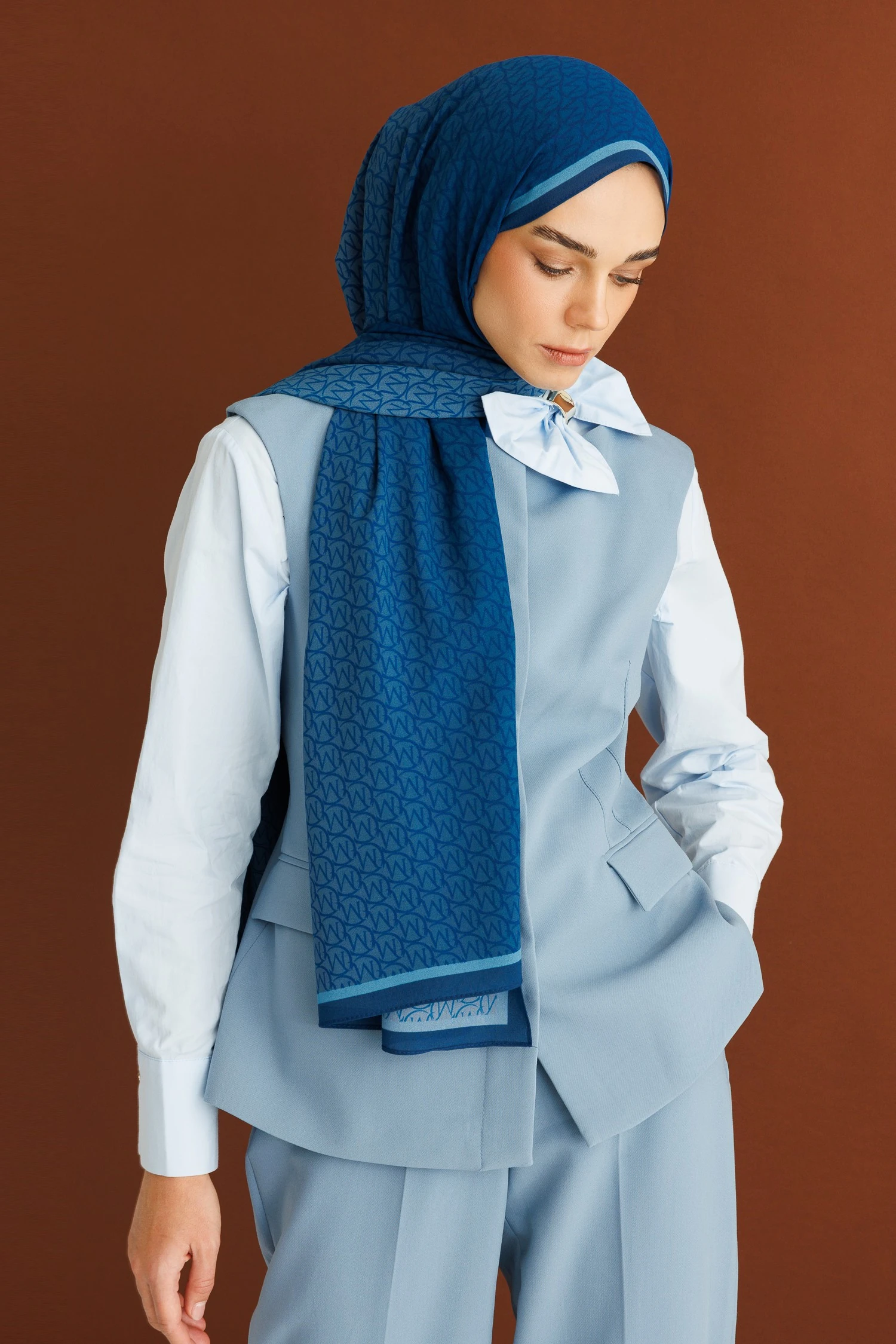 Monogram Hebei İpek Şal - Indigo