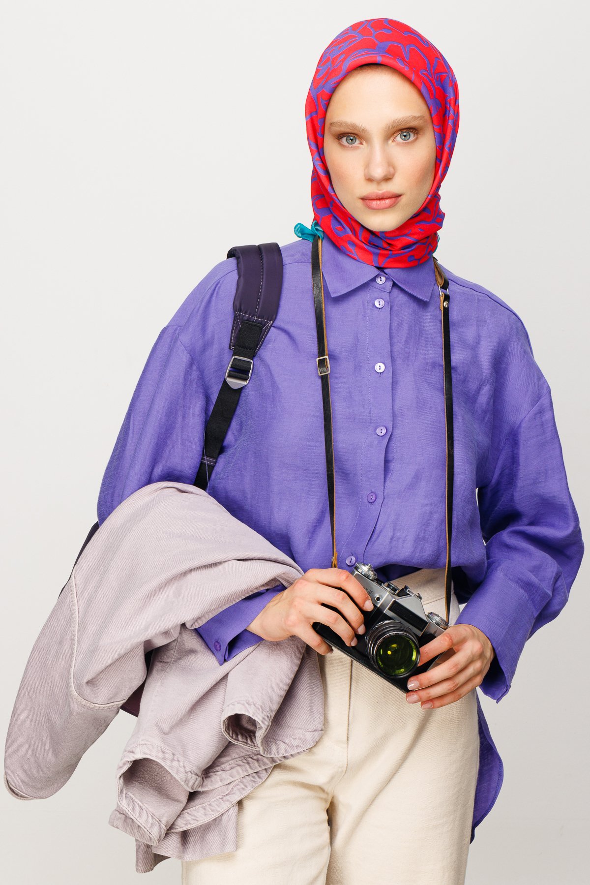 Floral Desen Dijital Soft Eşarp - Lavanta