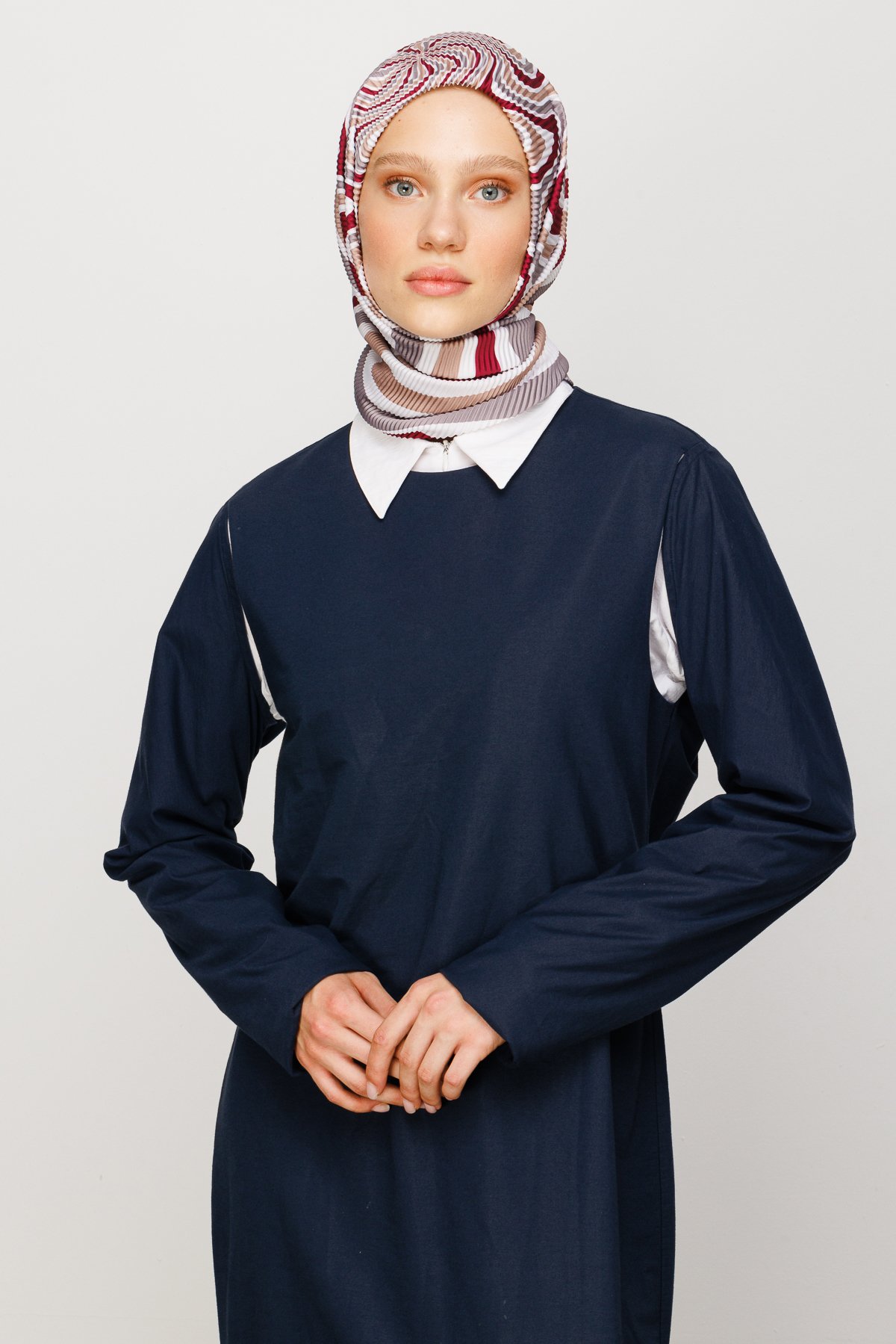 Mira Pattern Pleated Scarf - Mink