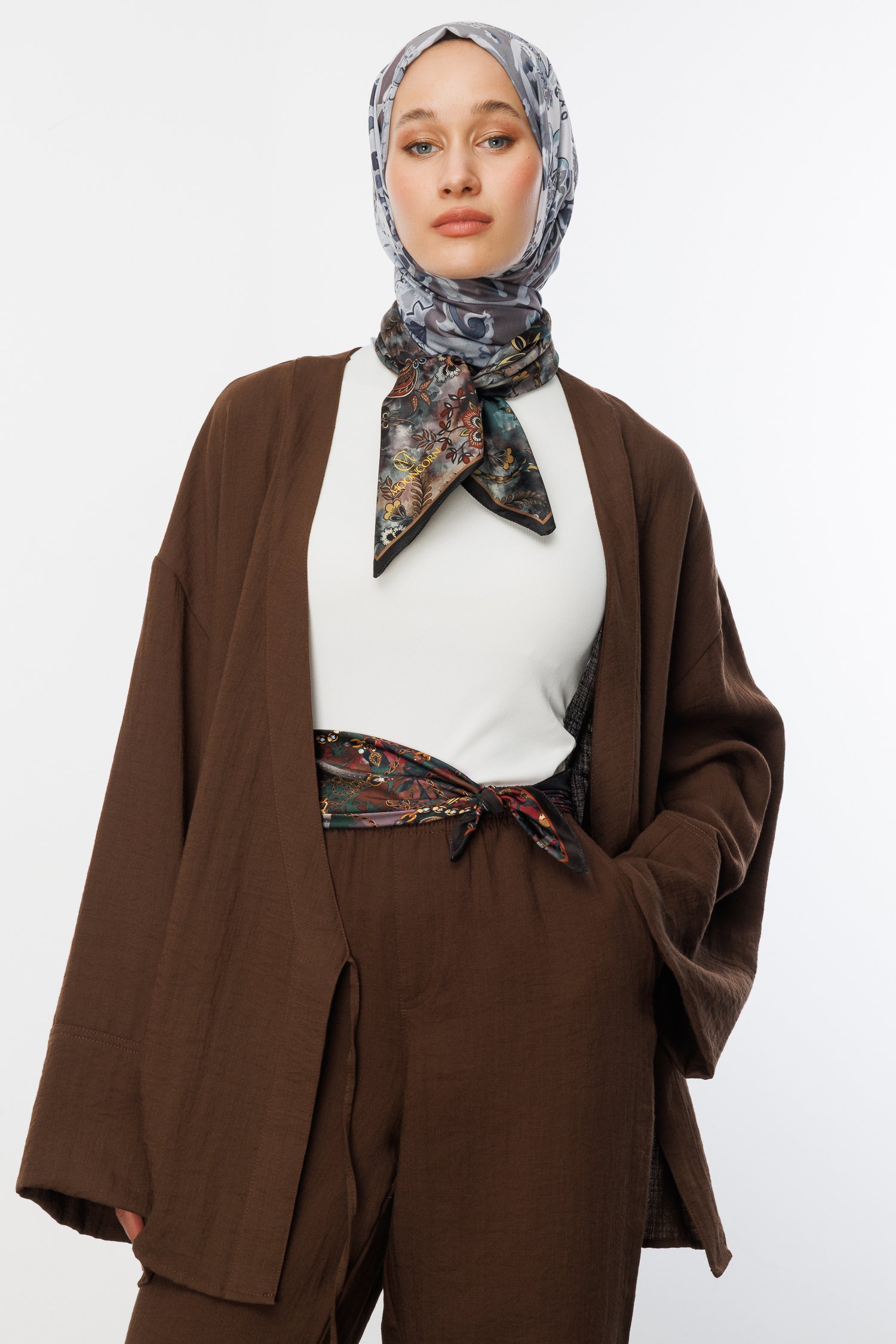 Gümüş Solhar Desen Pamuk Şal