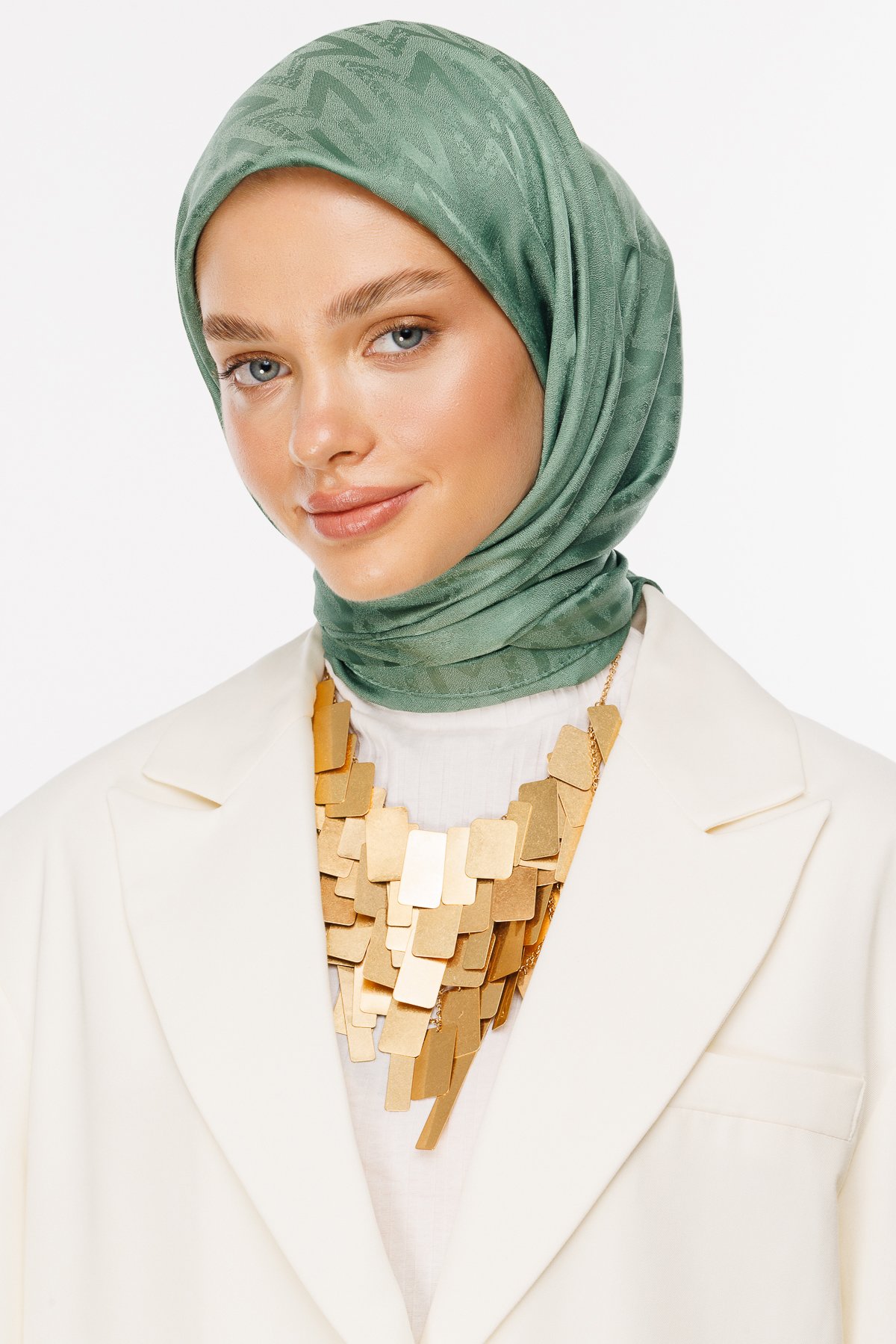 Nova Pattern Luxury Jacquard Scarf - Mold Green