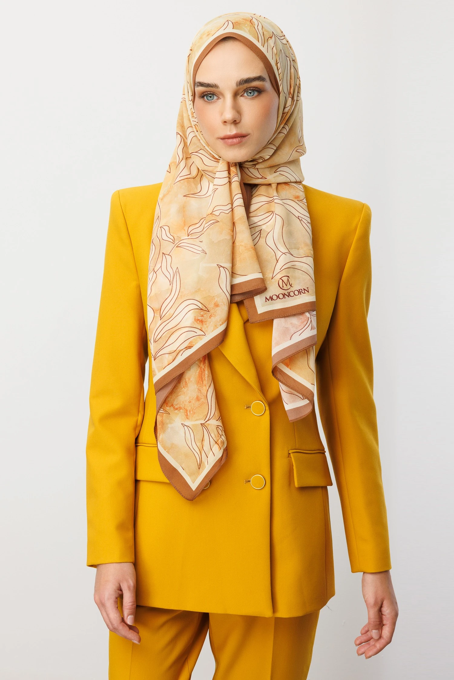 Frond Pattern Hebei Silk Shawl - Buğday