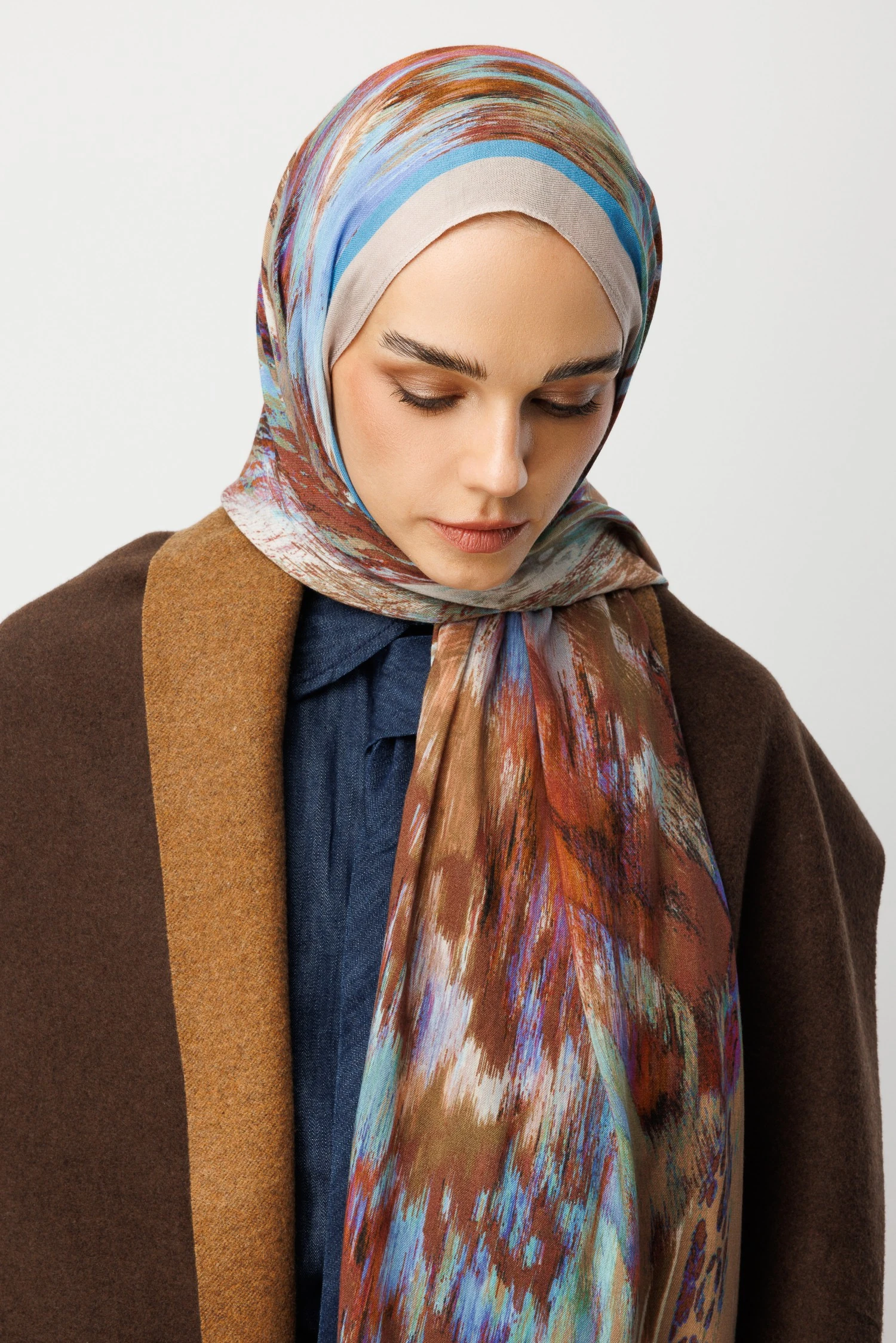 Leopar Desen Rami Şal - Blue