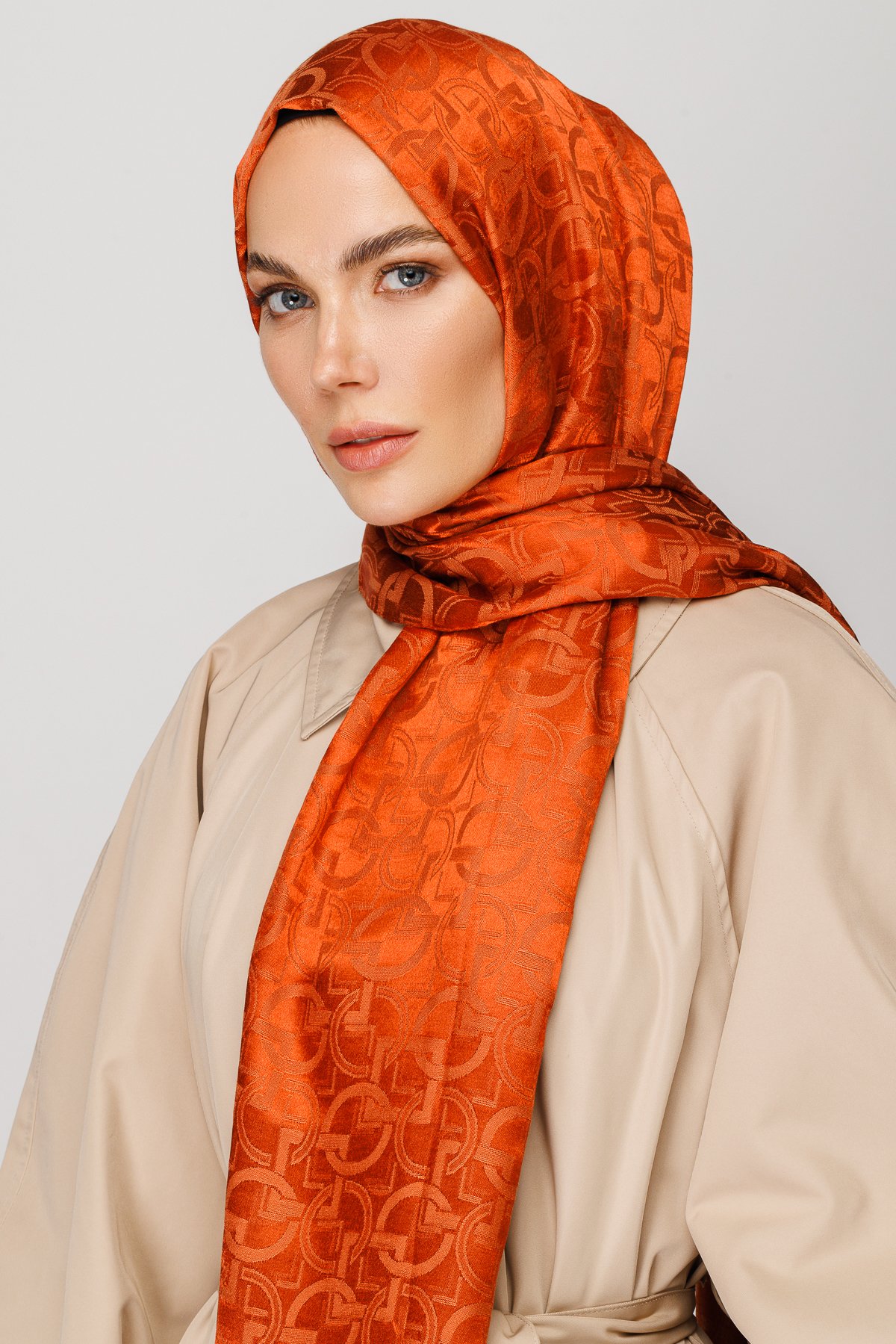 Longar Pattern Shiny Jacquard Shawl - Tile