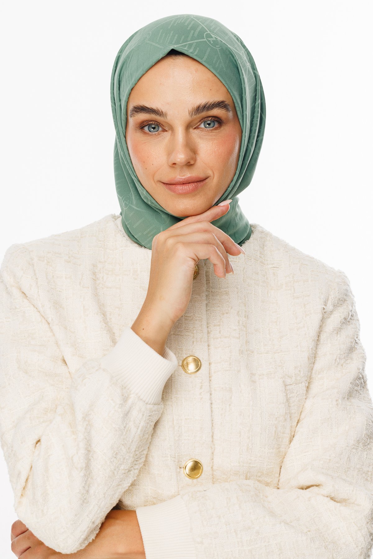 Moon Is Pattern Jacquard Shawl - Mold Green