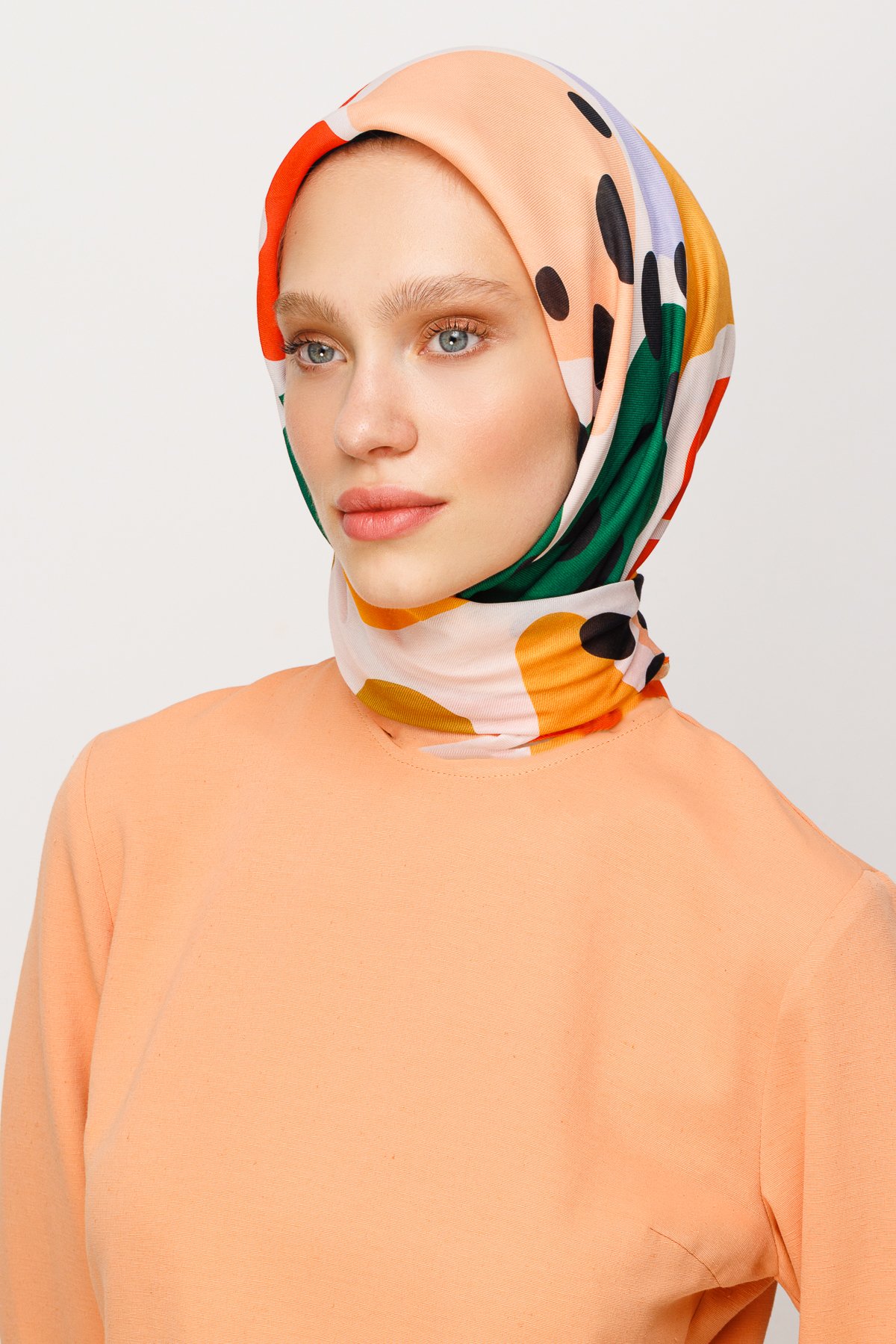 Bloom Pattern Digital Soft Scarf - Turuncu
