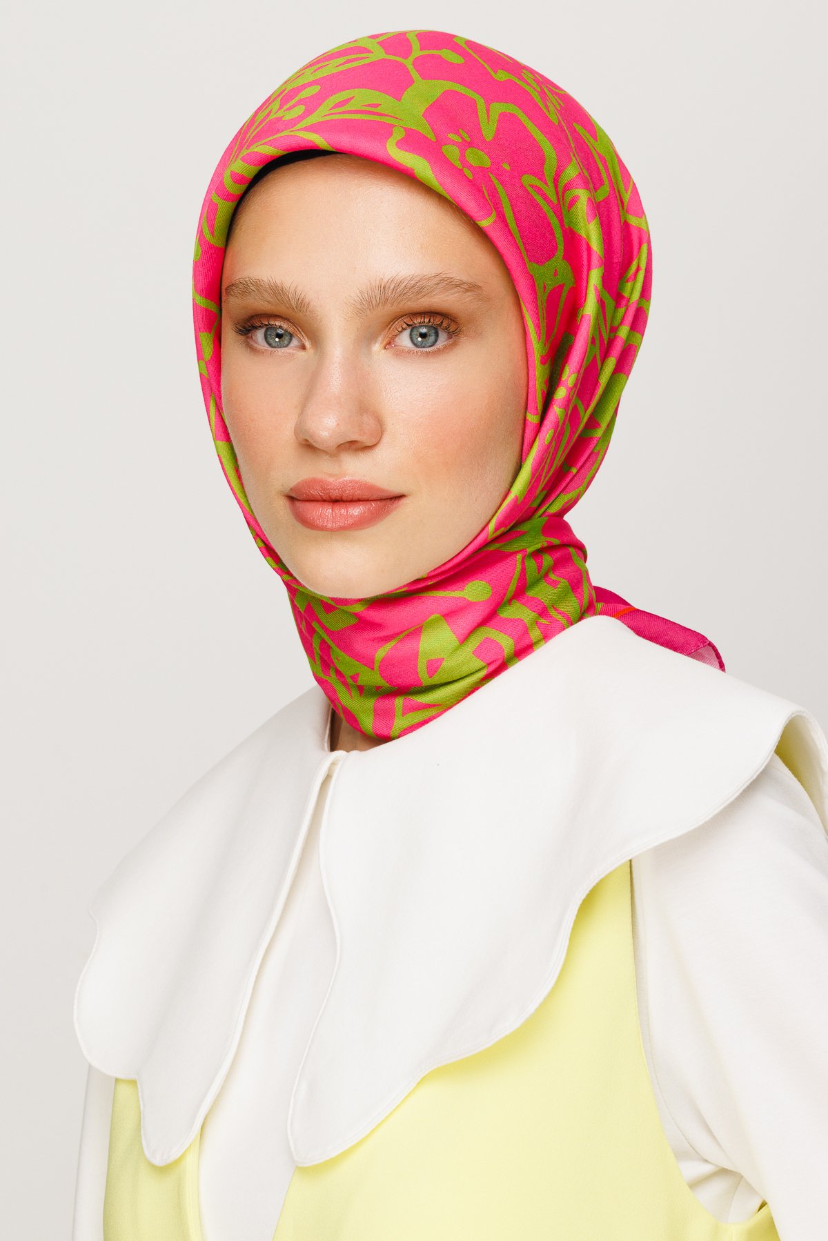 Floral Desen Dijital Soft Eşarp - Fuşya