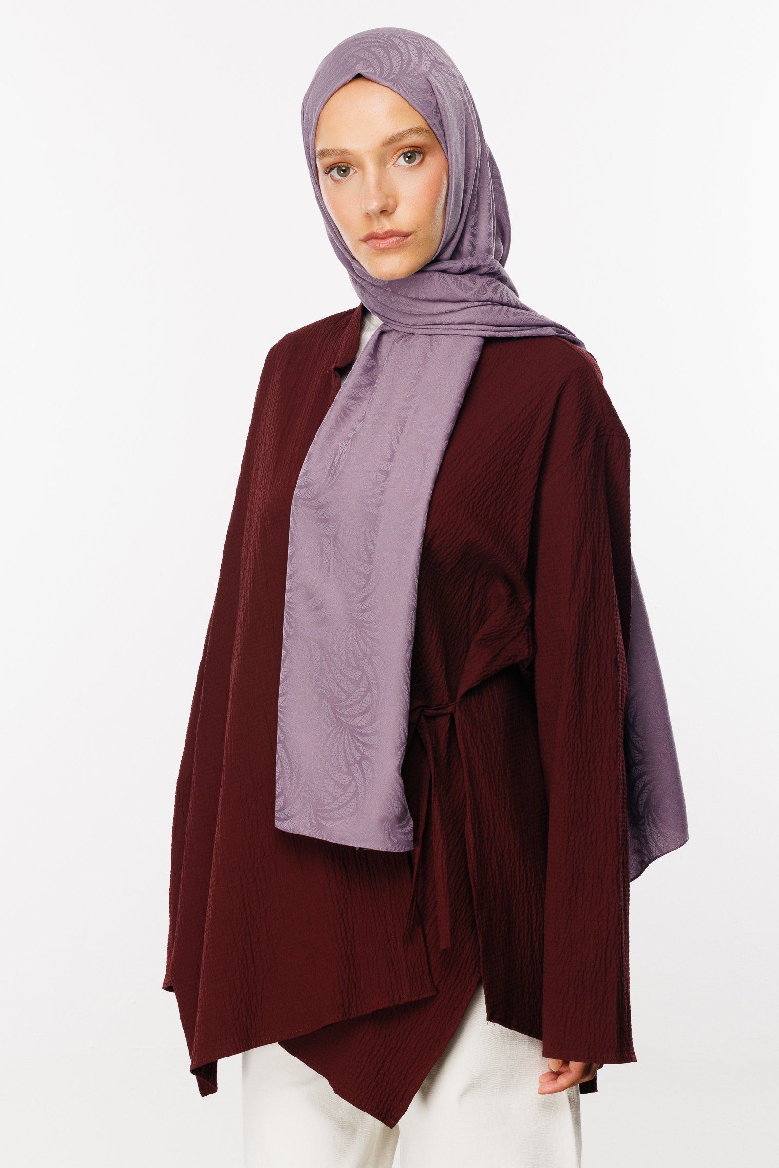 Artemis Pattern Silk Jacquard Shawl - Lavender