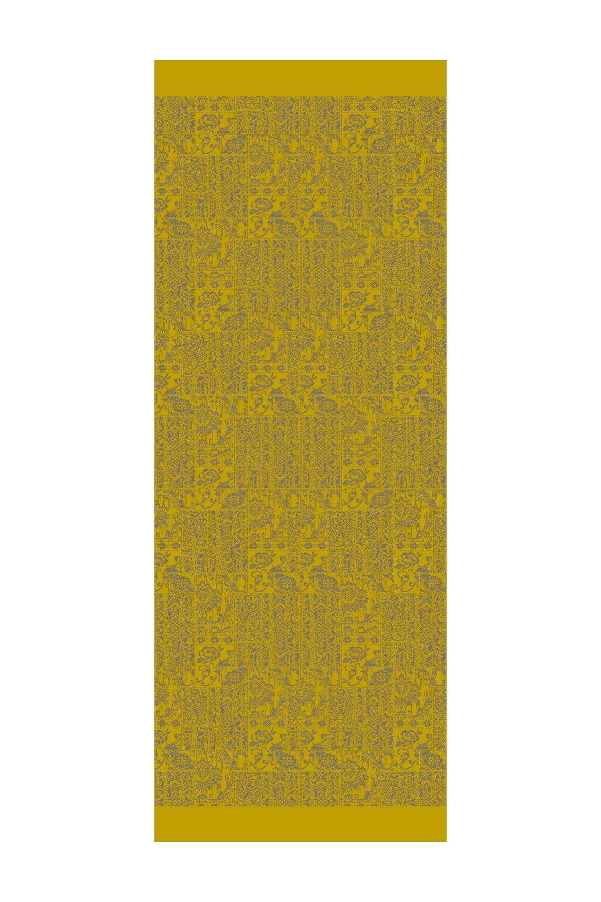 Henna Desen Çift Taraflı Şal - Koyu Gri-Hardal