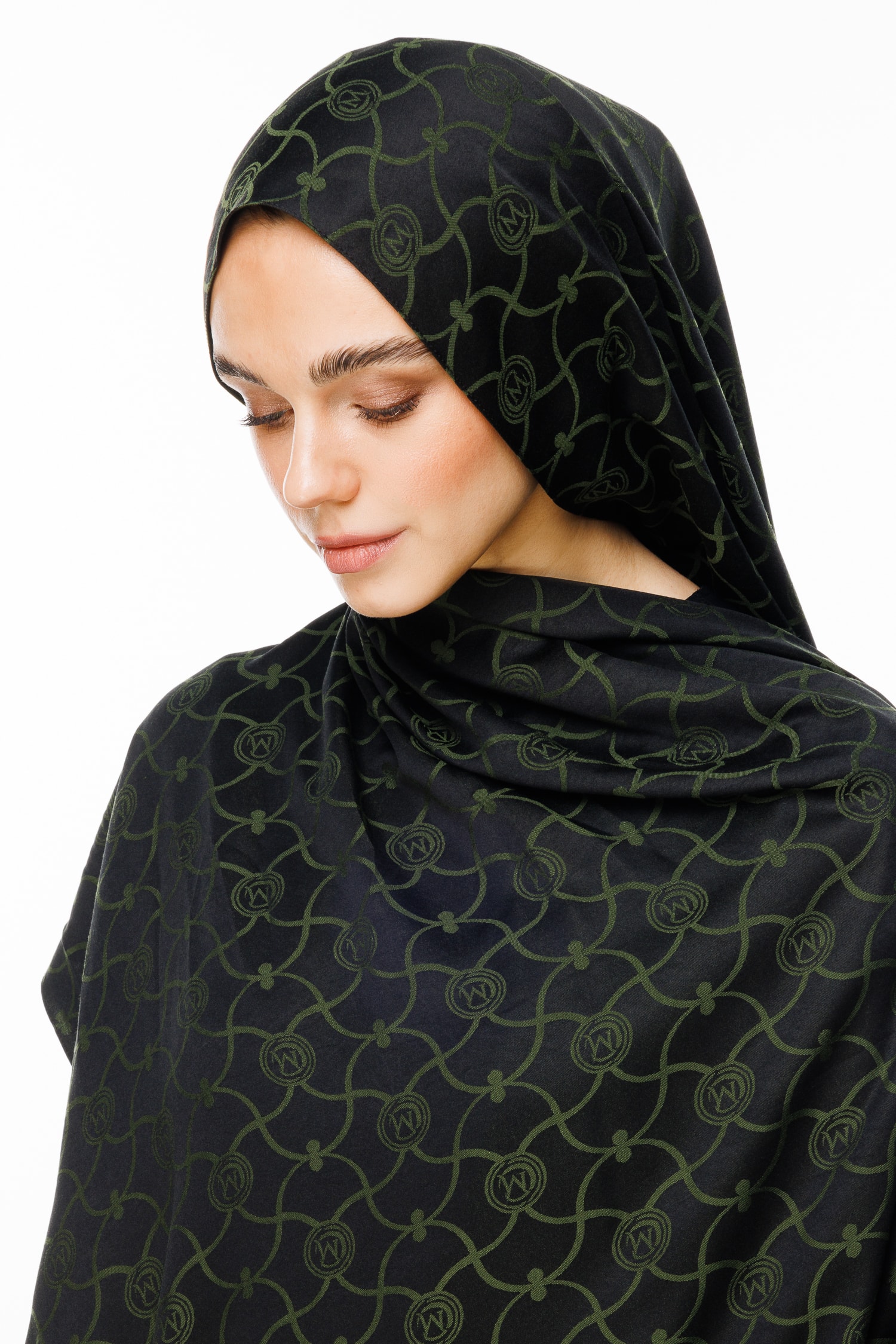 Marrakech-Pattern Reversible Shawl - Black-Khaki
