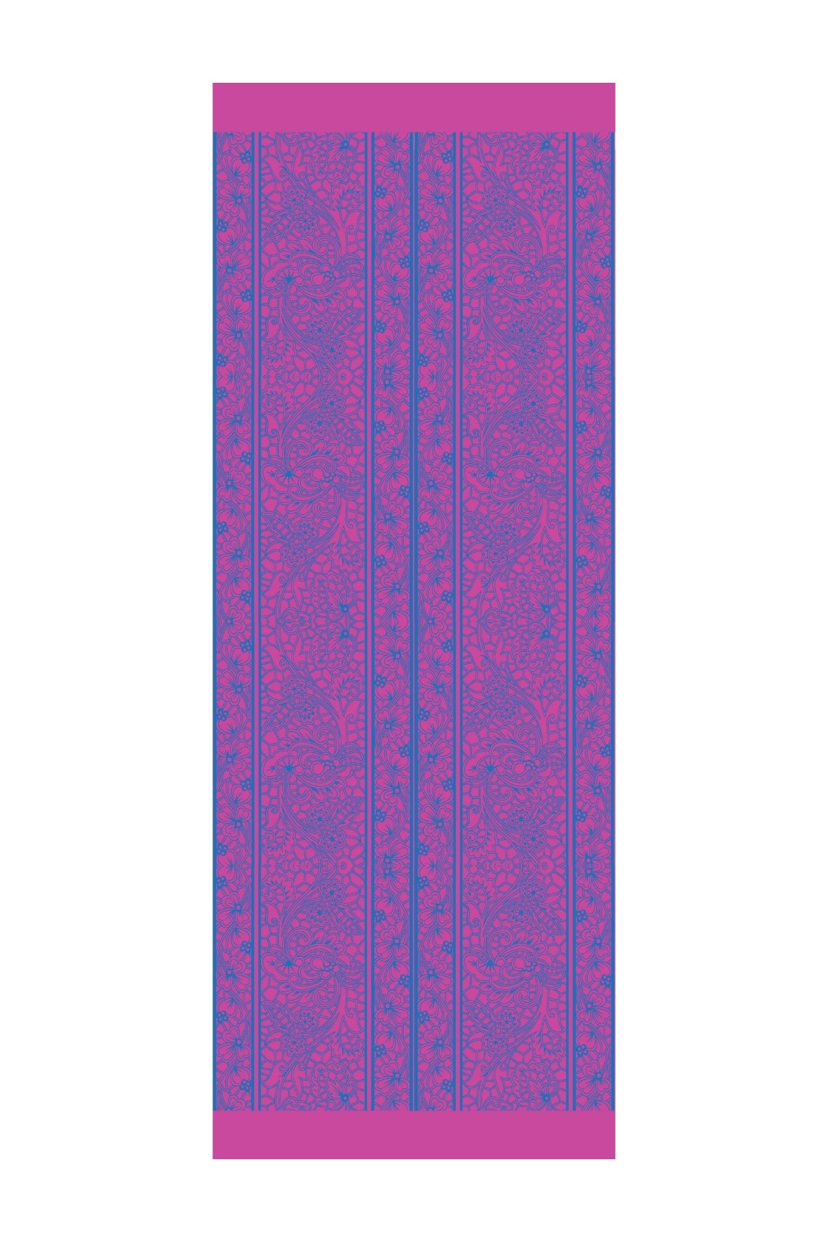 Lavin Pattern Double-Sided Shawl - Petrol Blue-Fuchsia