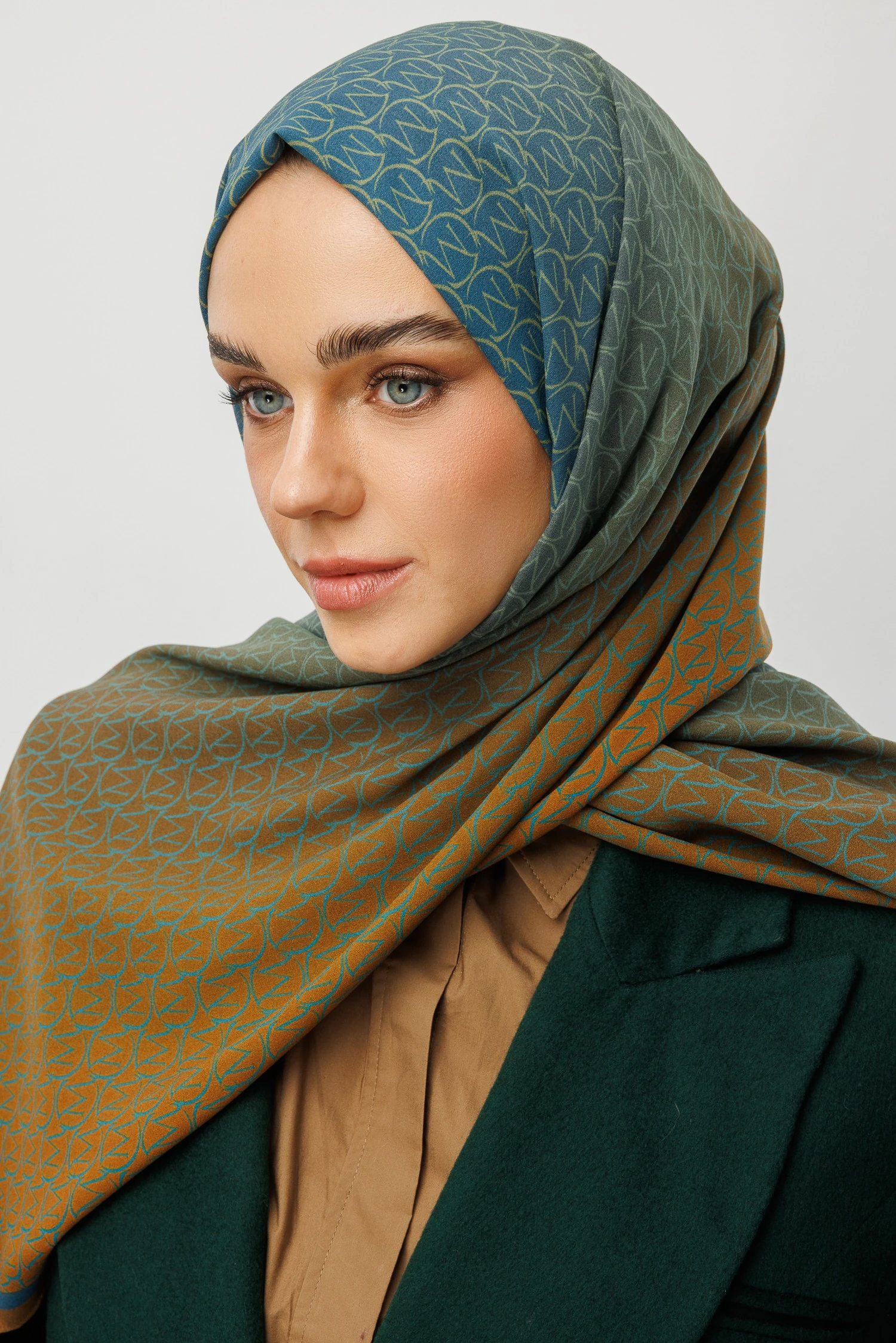 Monogram Hebei Silk Shawl - Saffron