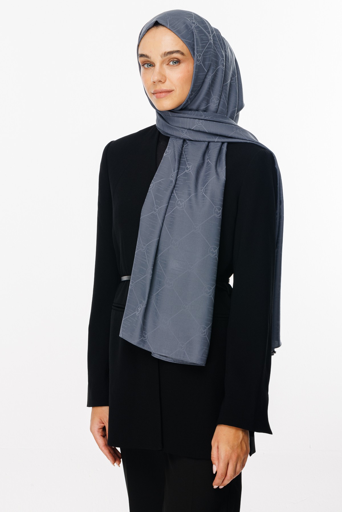 Moon Is Pattern Jacquard Shawl - Smoked