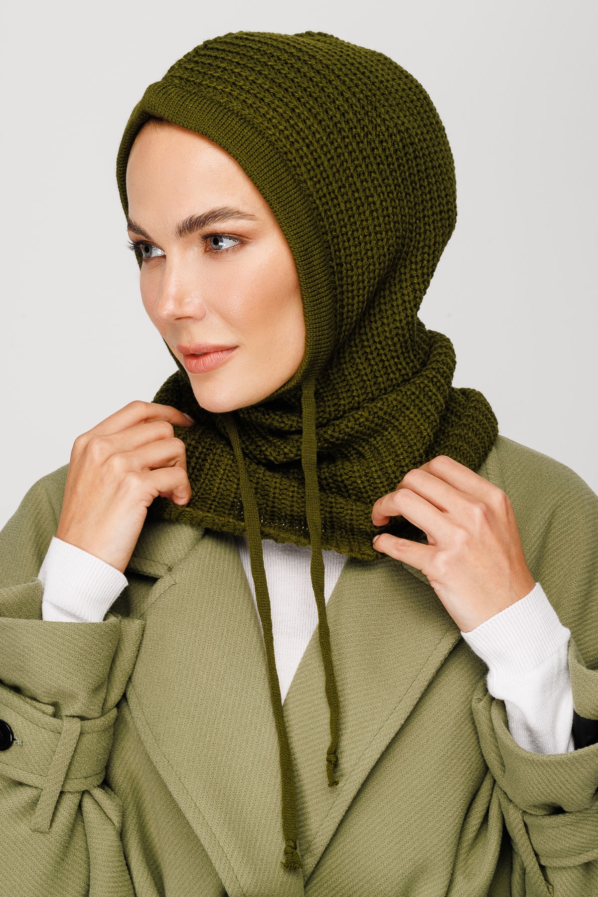 Balaclava Triko Başlık - Haki
