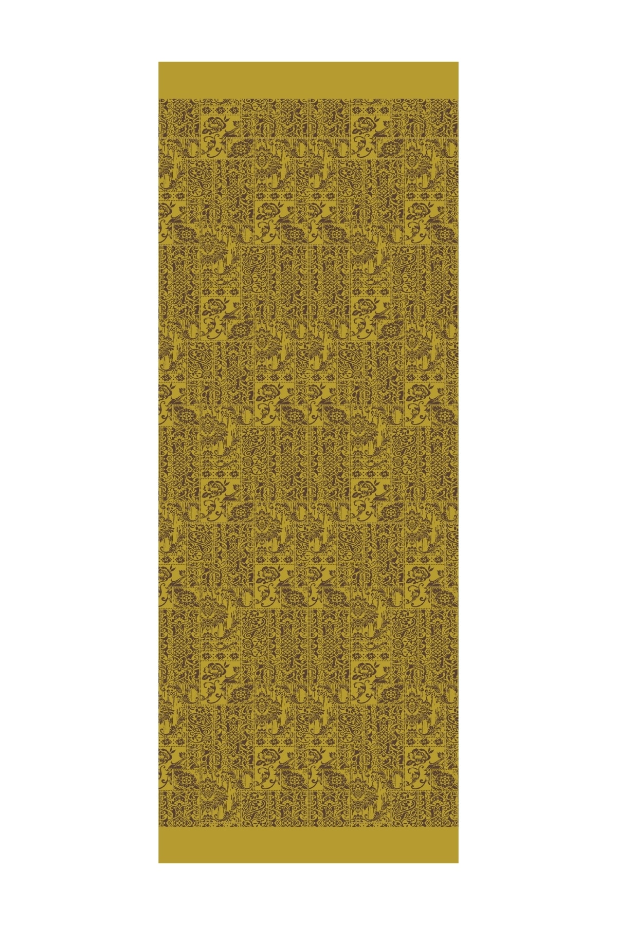 Henna Desen Çift Taraflı Şal - Acı Kahve-Somon