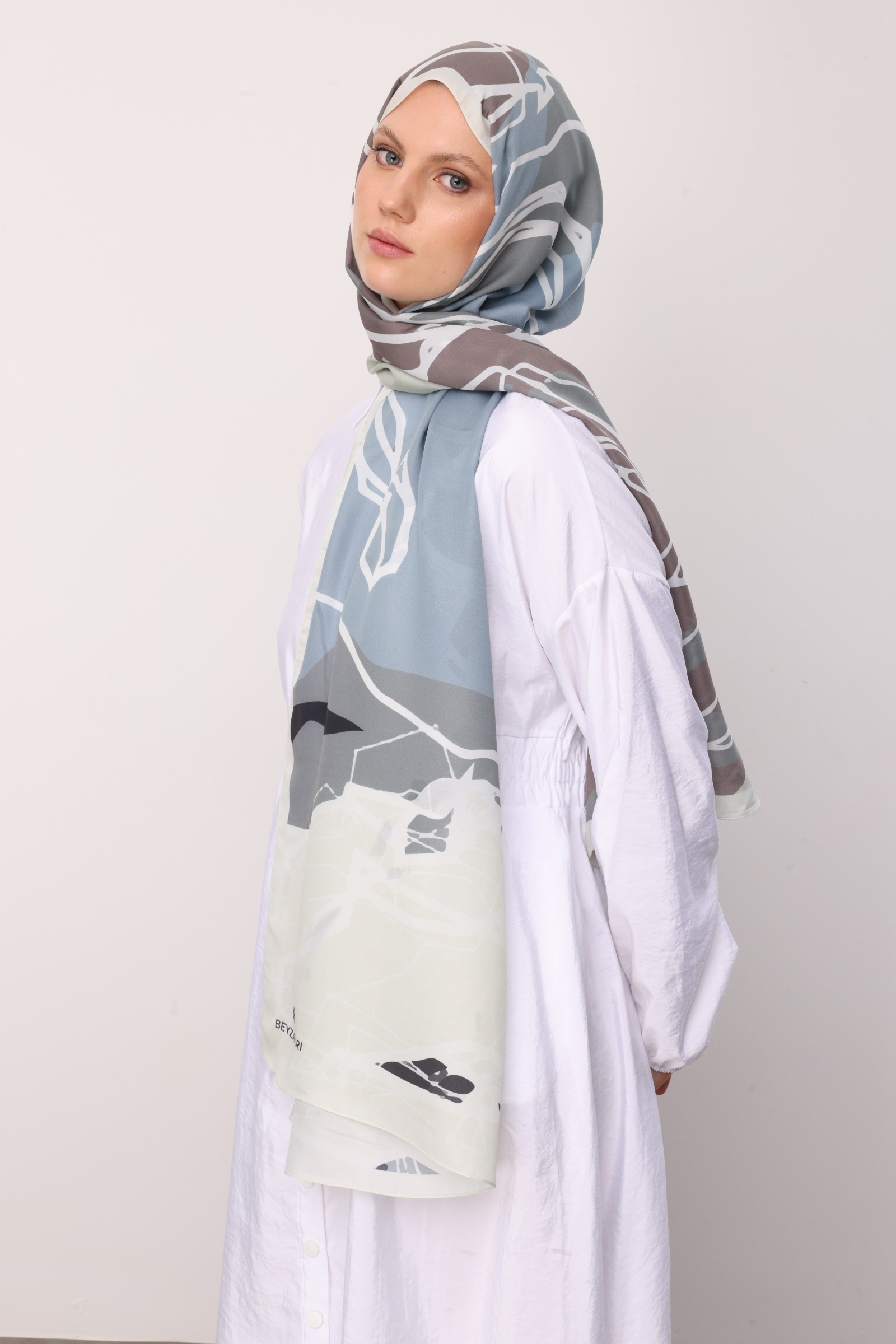 Turna Desen Sakura İpek Şal - Sarı