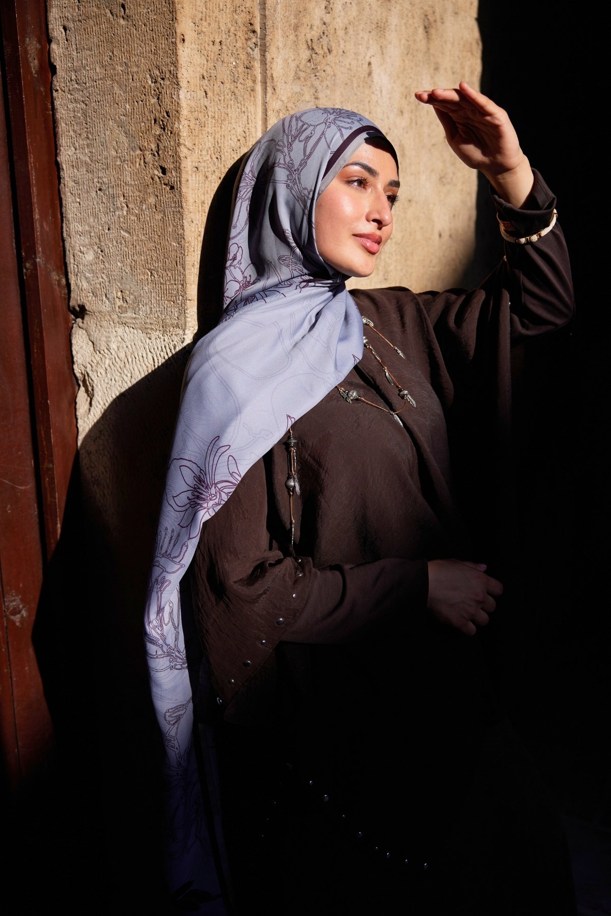 Yekta Desen Sakura İpek Şal - Dark Grey