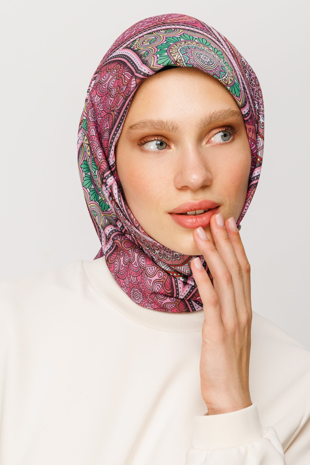 Ethnic Pattern Digital Soft Scarf - Dried Rose