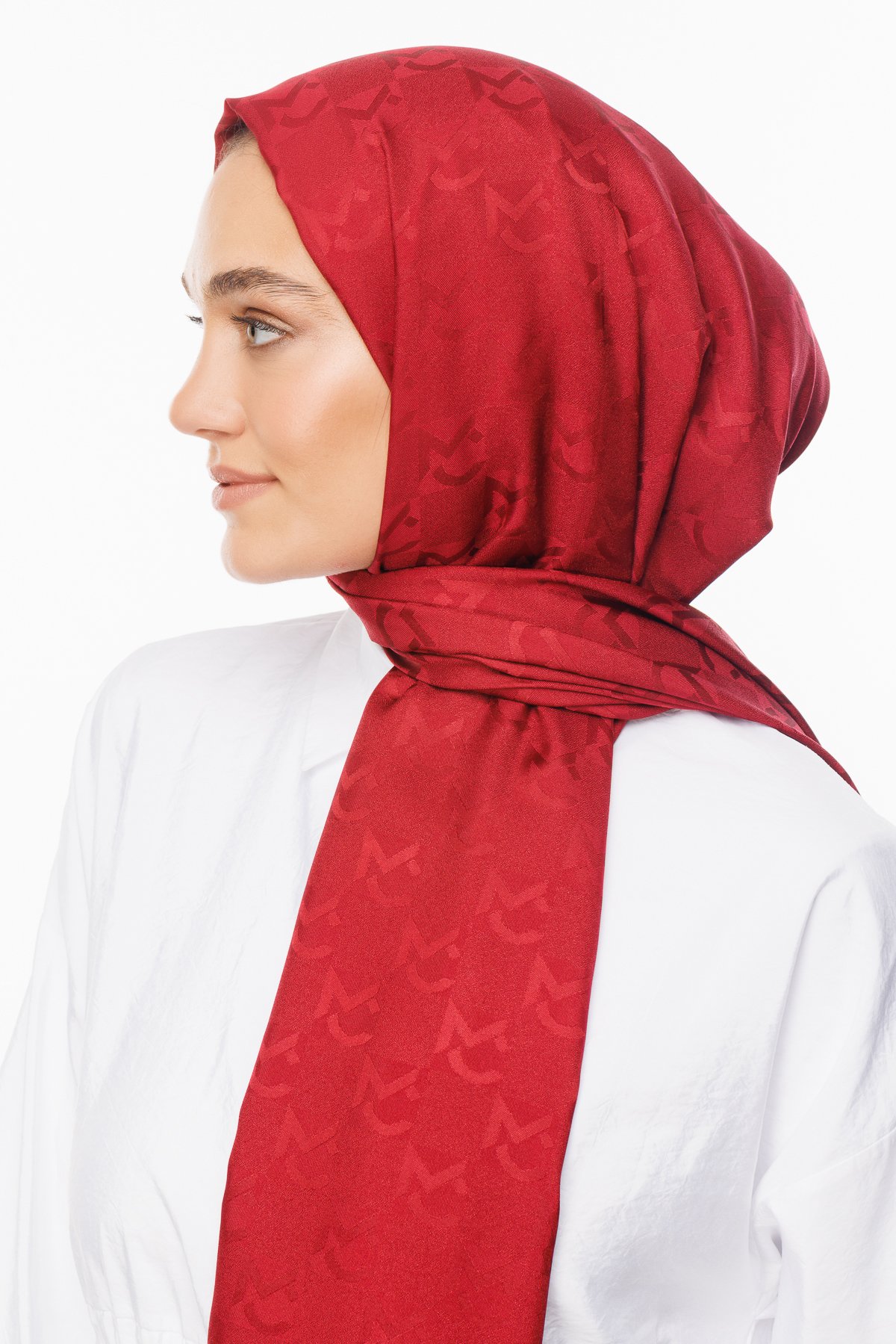 MC Pattern Jacquard Shawl - Cherry