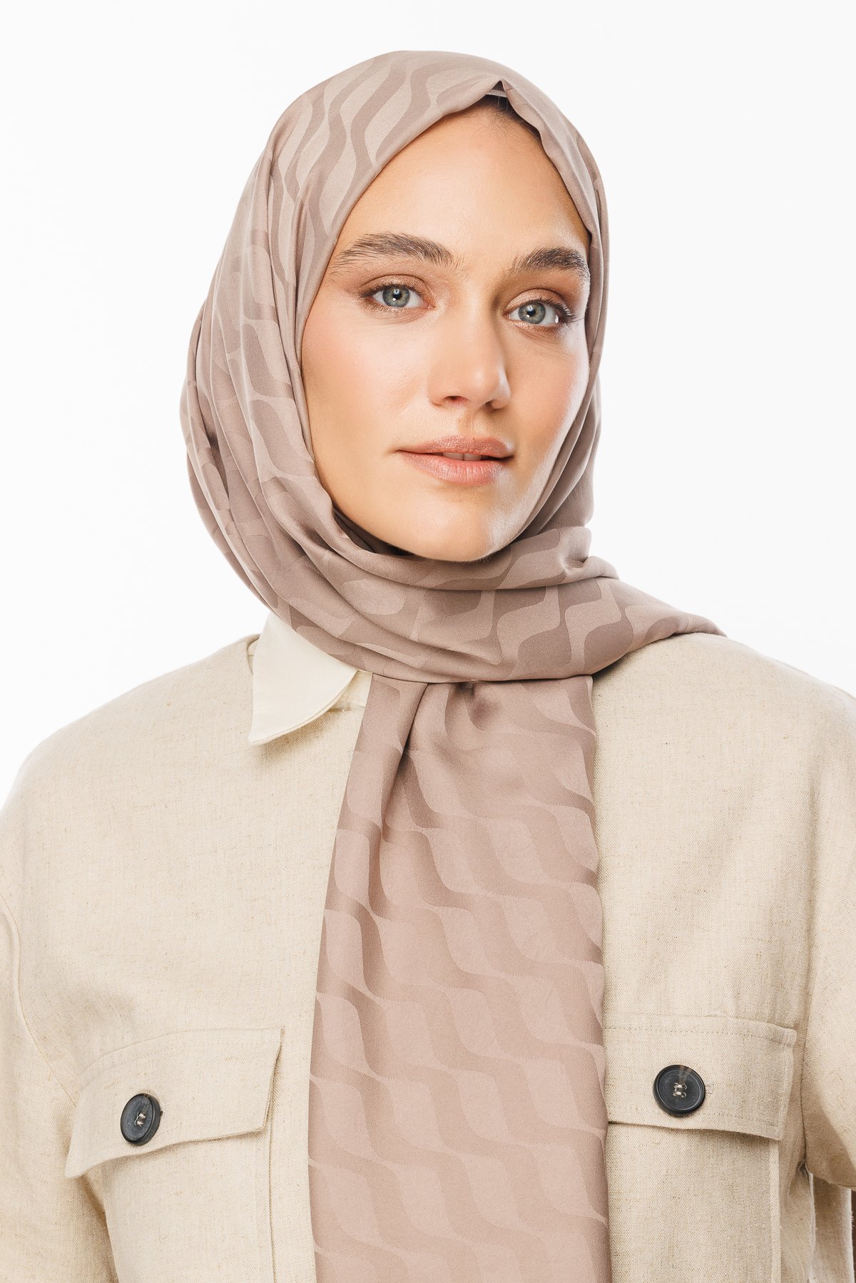 Wave Pattern Silky Jacquard Shawl - Canyon