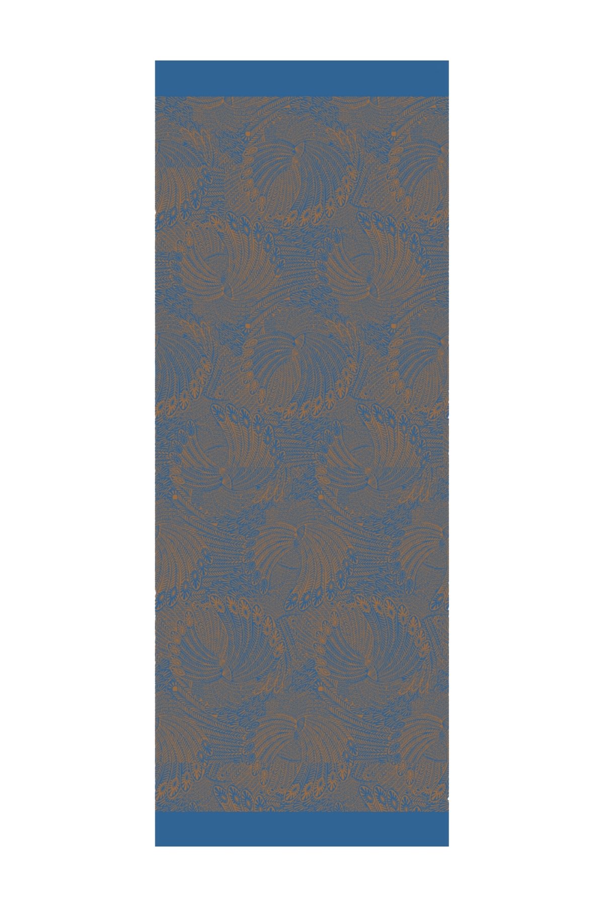 Mayra Pattern Double-Sided Shawl - Petrol Blue-Orange