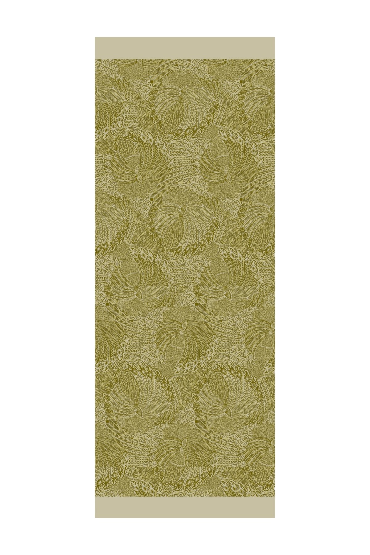 Mayra Pattern Double-Sided Shawl - Oil Green-Ecru