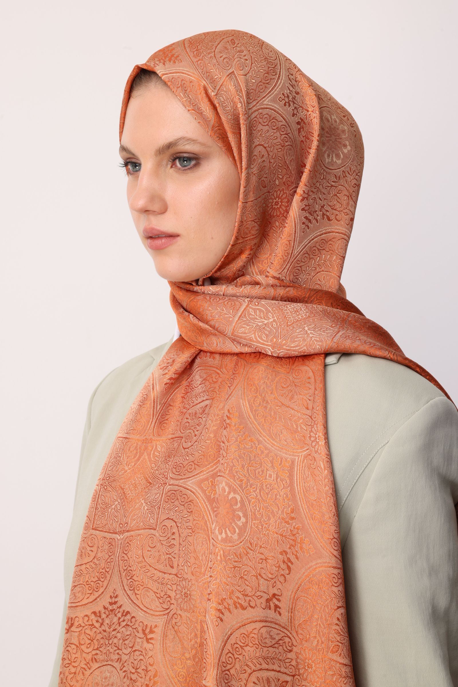 Shline Line Viscose Shawl - Mink-Cinnamon