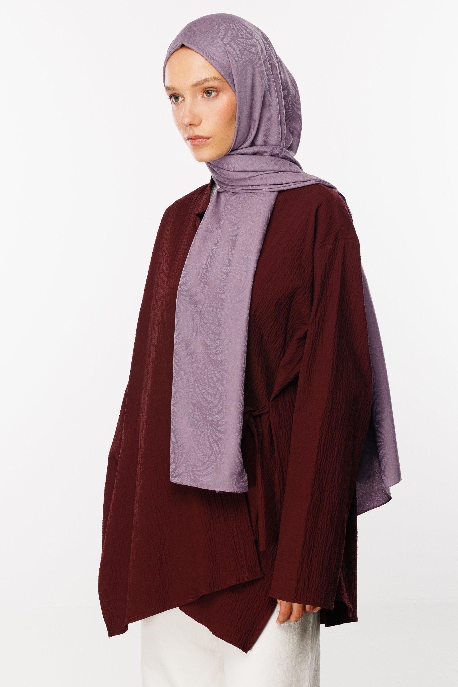 Artemis Pattern Silk Jacquard Shawl - Lavender