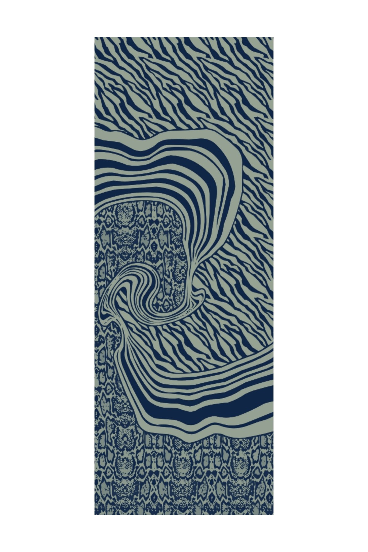 Marrakech Double Sided Shawl - Navy Blue-Aqua Green