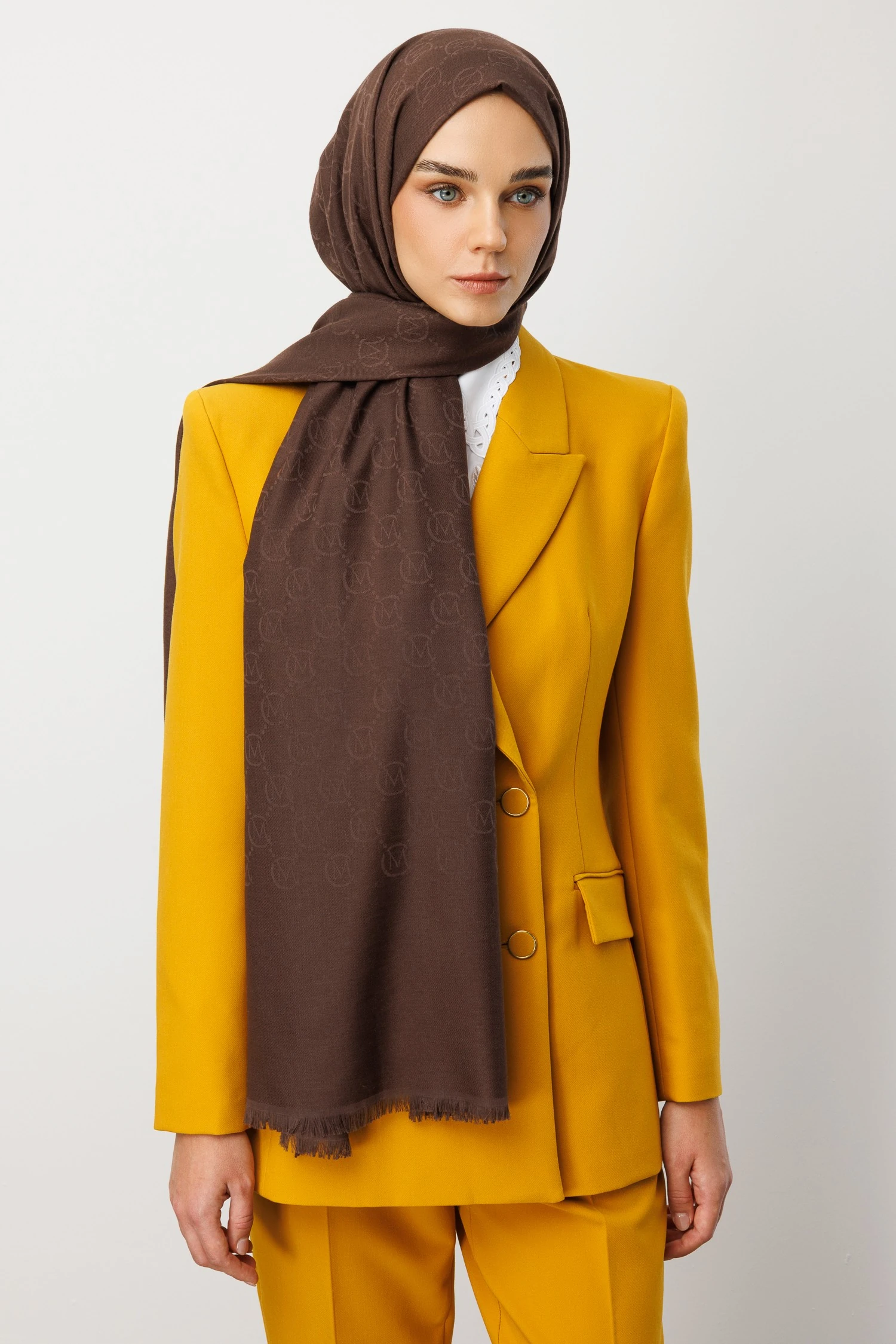 Wool Silk Shawl - Dark Coffee