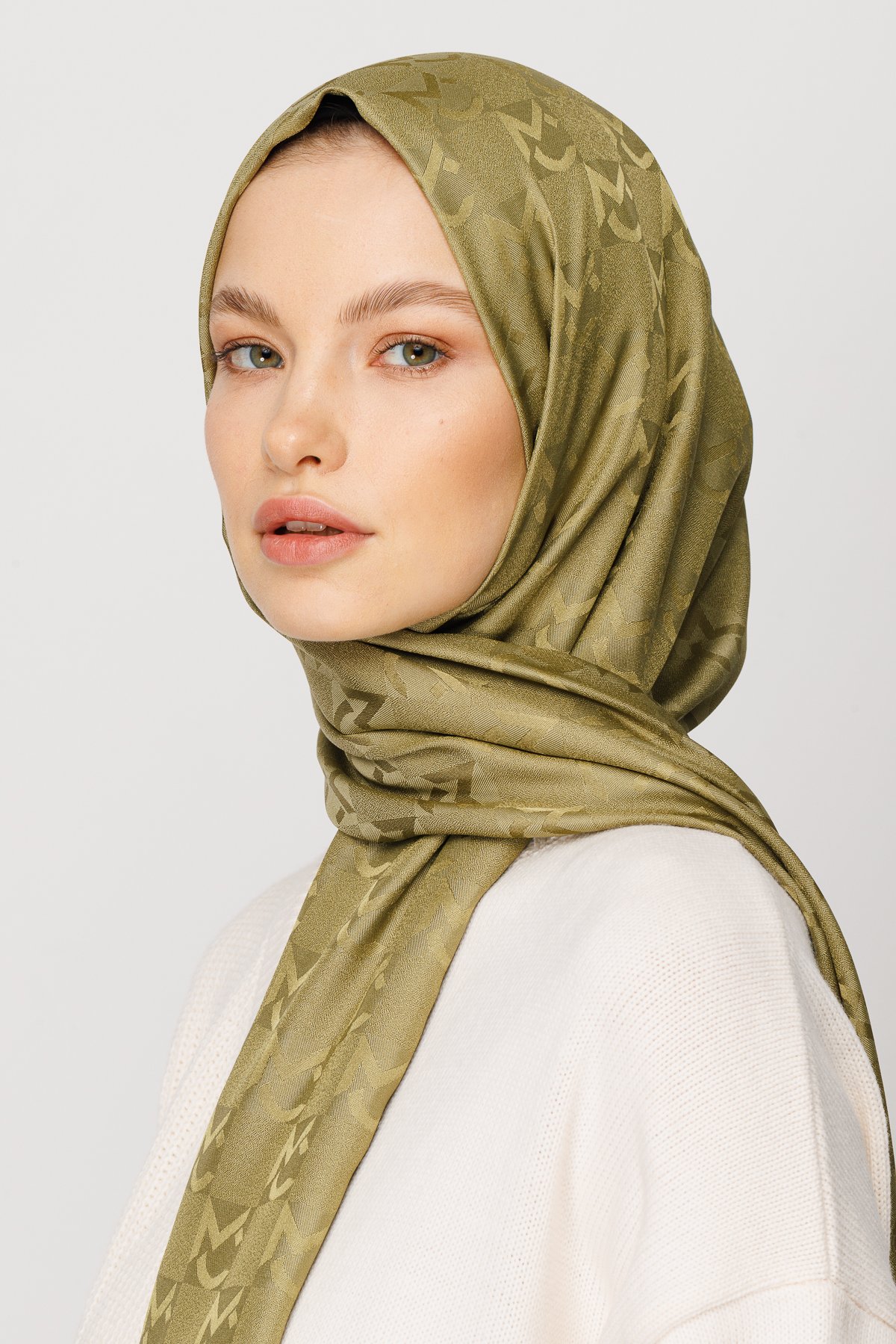 MC Pattern Jacquard Shawl - Soft Green