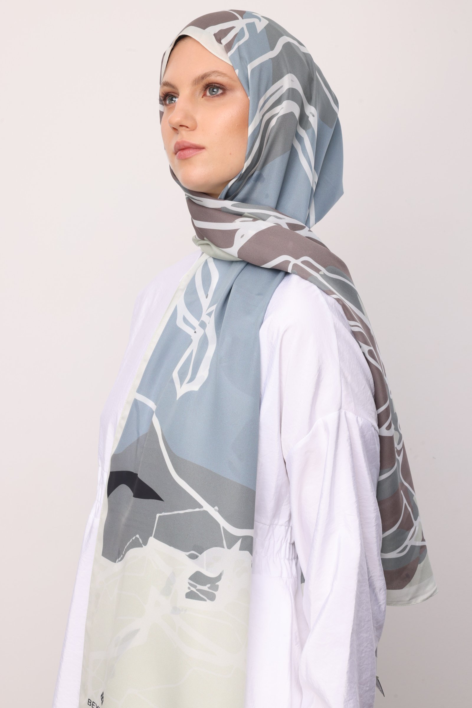 Turna Desen Sakura İpek Şal - Sarı