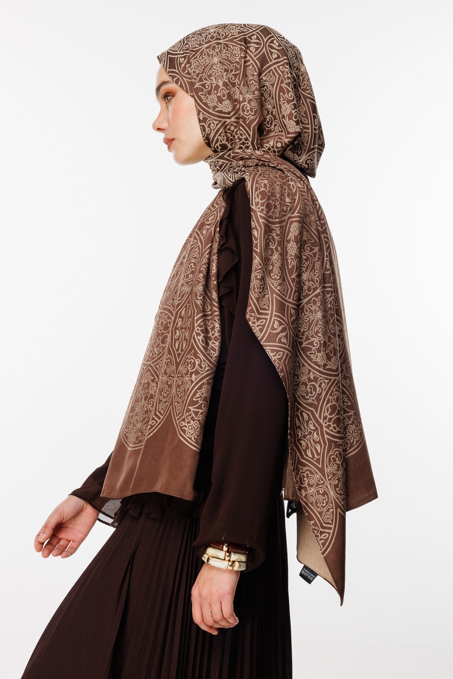 Marrakech Double Sided Shawl - Bitter Coffee-Beige