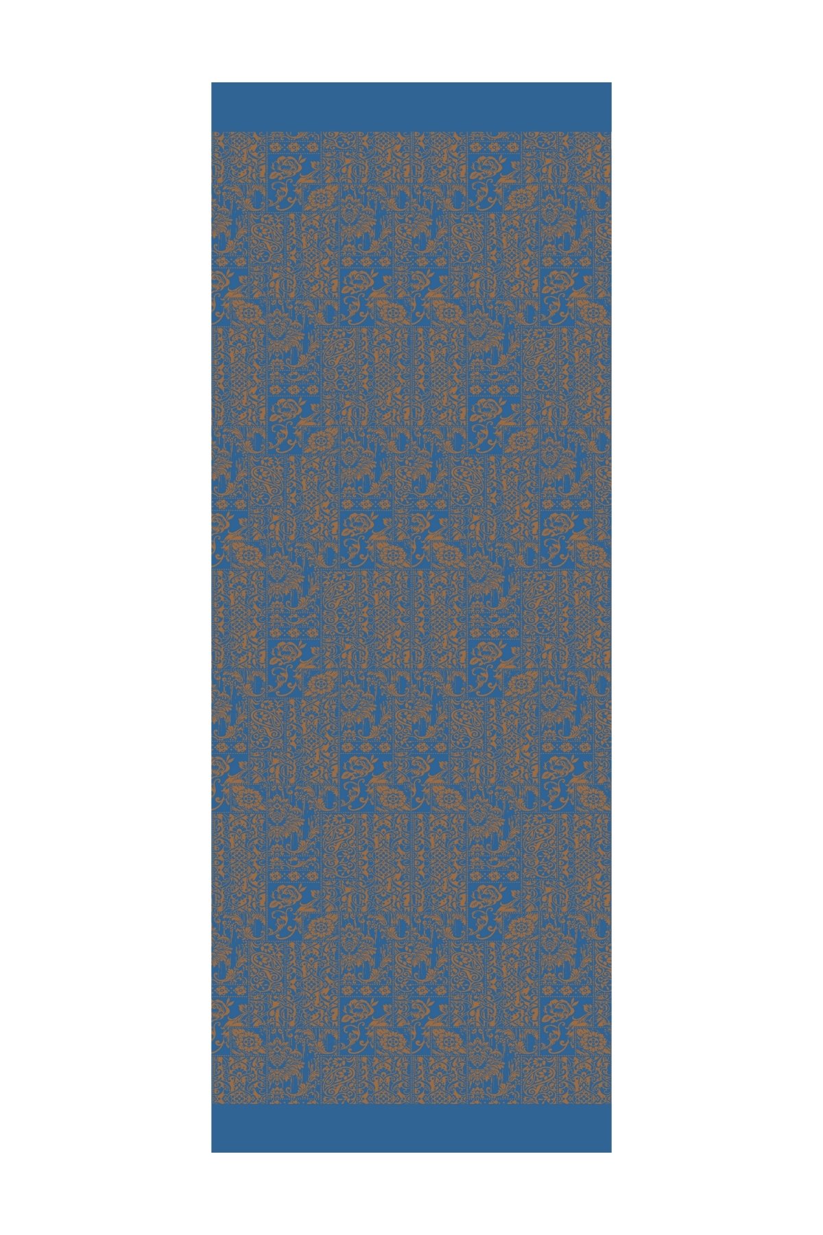 Henna Pattern Double-Sided Shawl - Petrol Blue-Orange