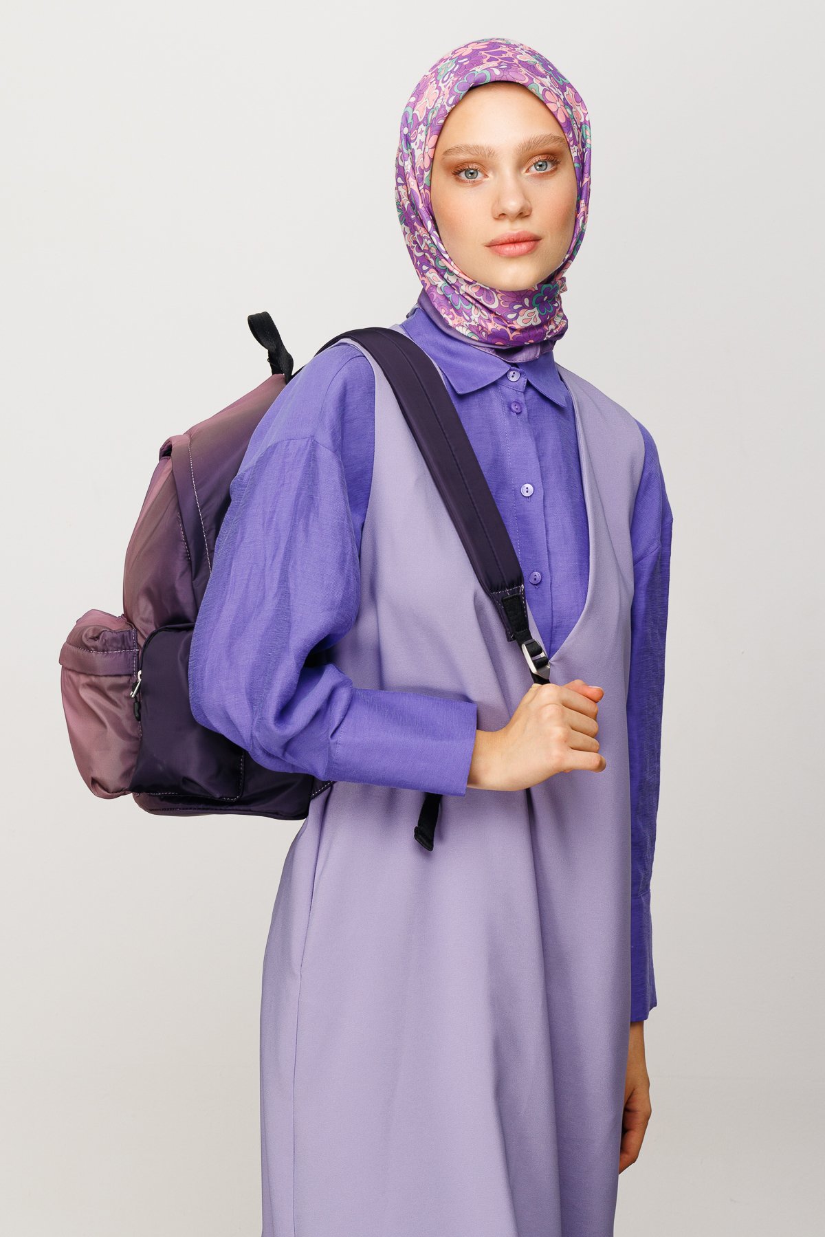 Daisy Pattern Digital Soft Scarf - Lilac