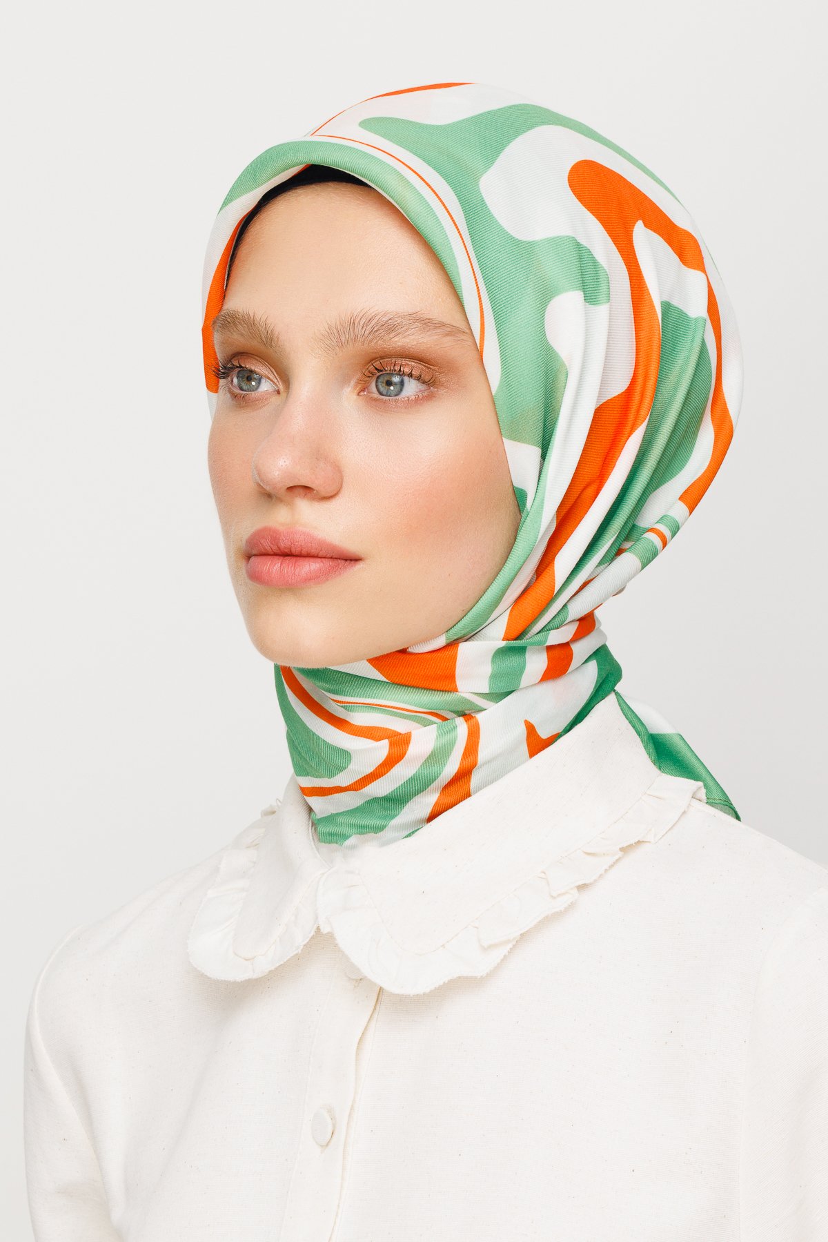 Mira Desen Dijital Soft Eşarp - Mint Yeşili
