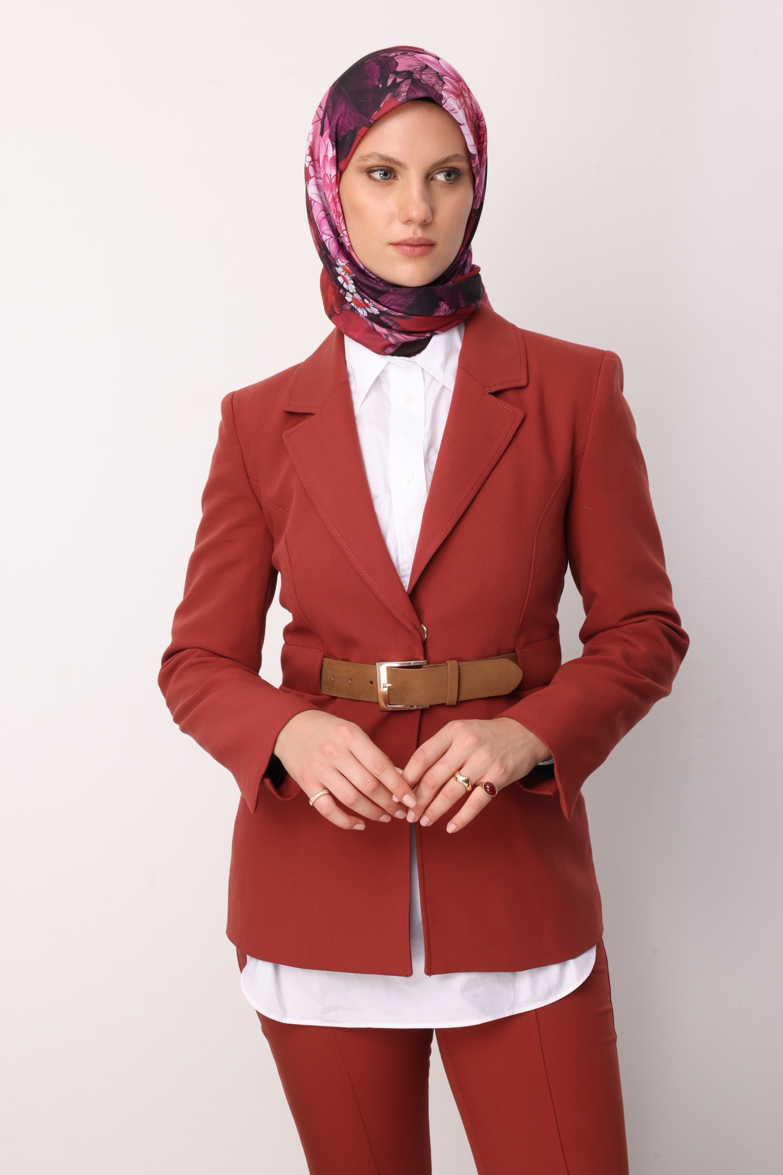 Floren Pattern Cotton Scarf - Red