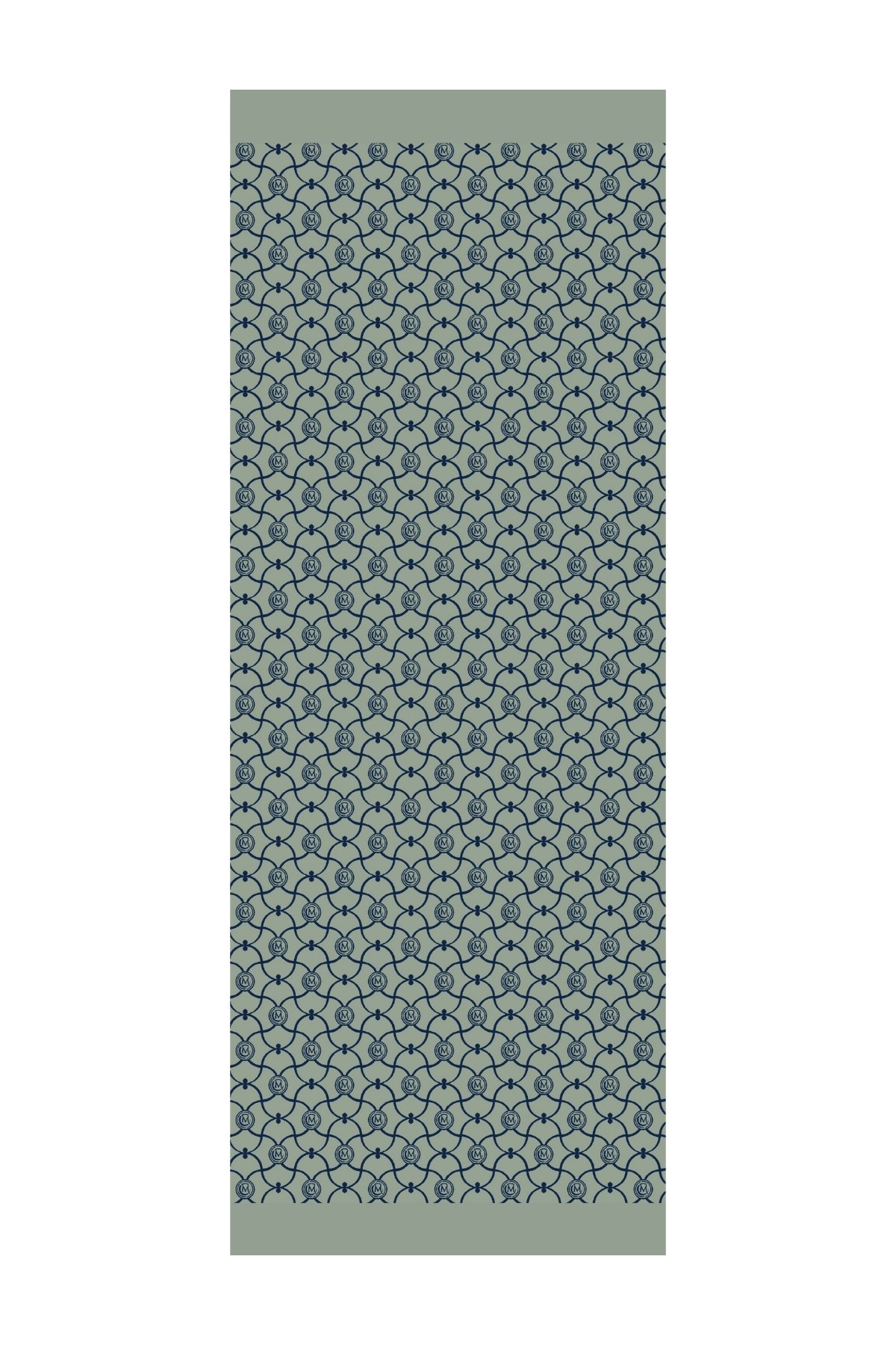 Marrakech Pattern Double-Sided Shawl - Navy Blue-Aqua Green