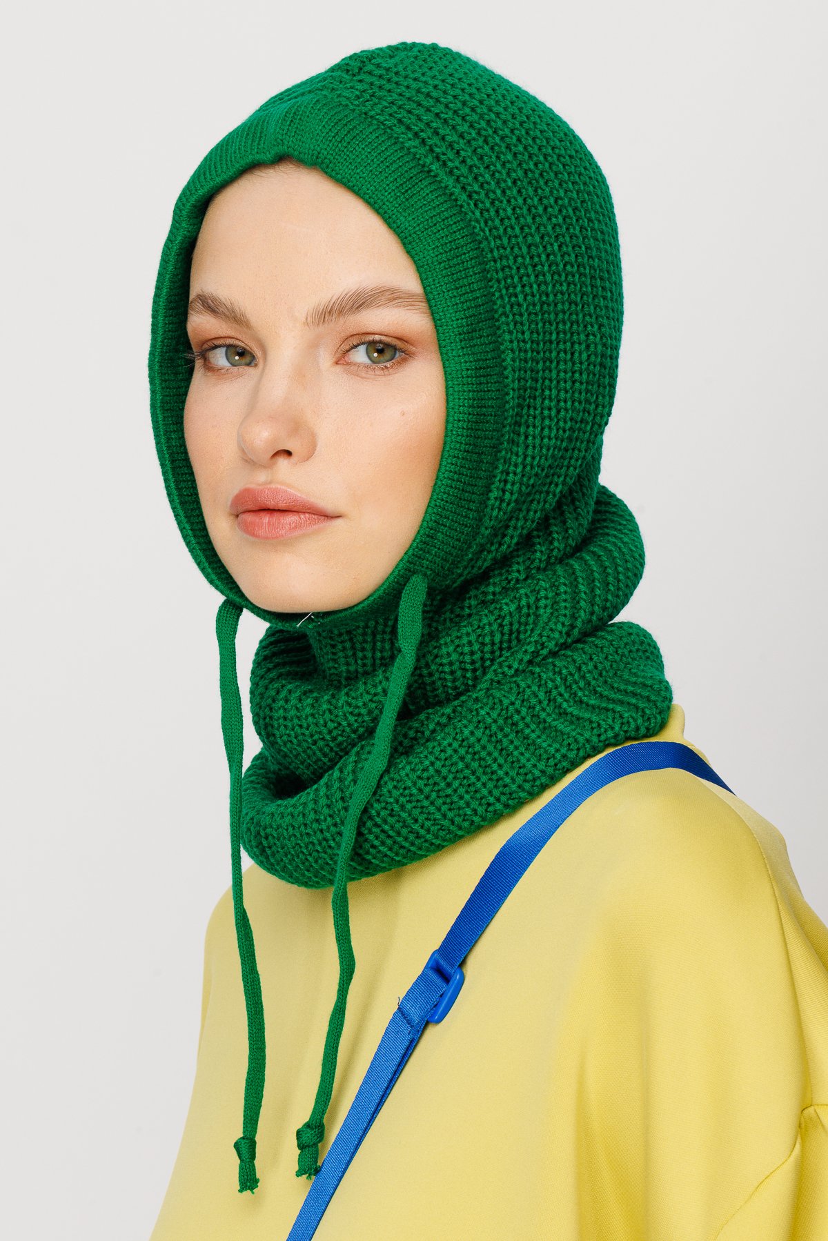 Benetton Yeşili Balaclava Triko Başlık