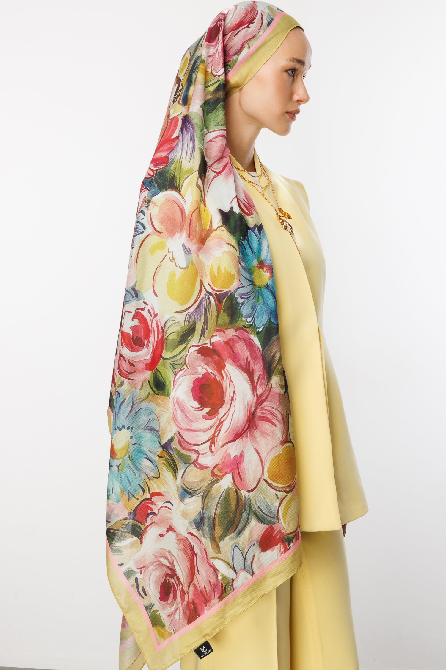 Patterned Cotton Shawl - Apricot