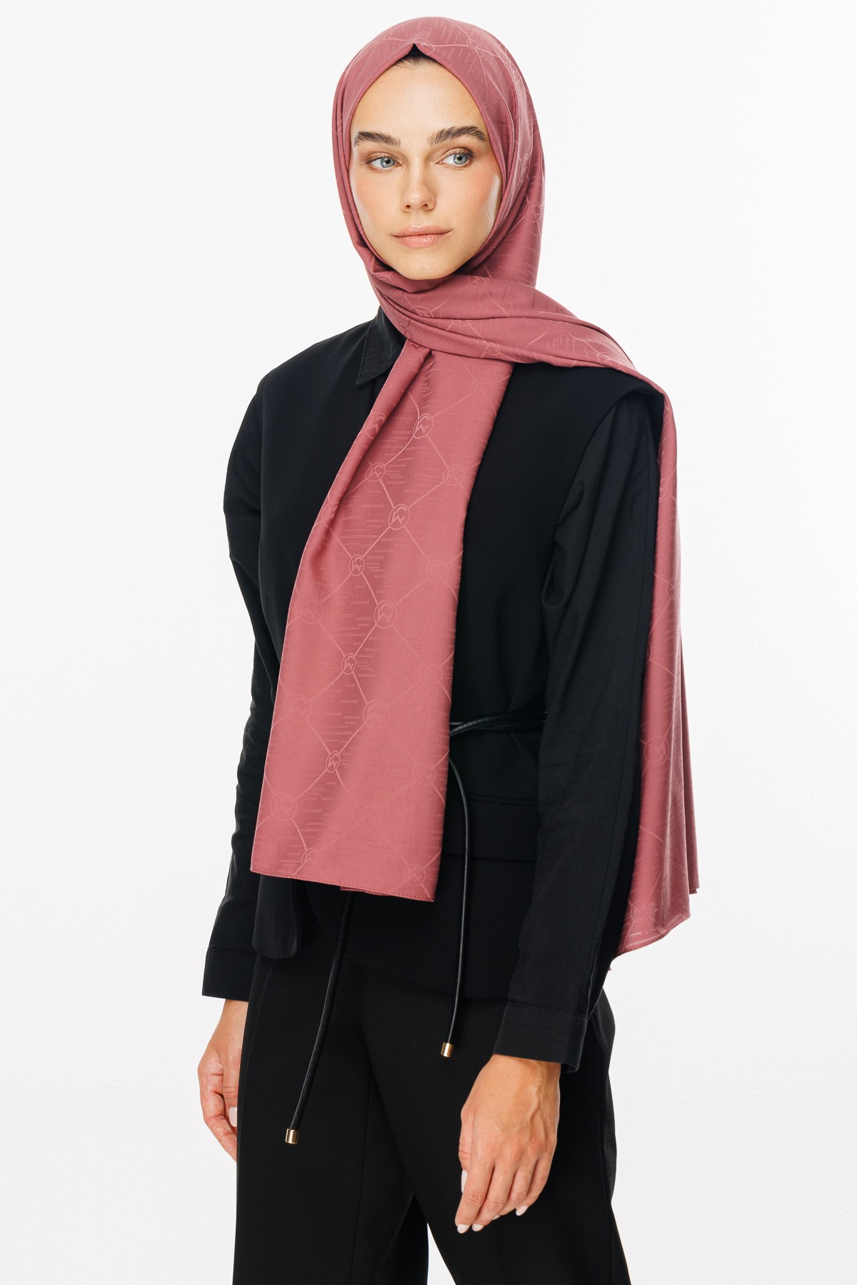 Moon Is Pattern Jacquard Shawl - Dried Rose