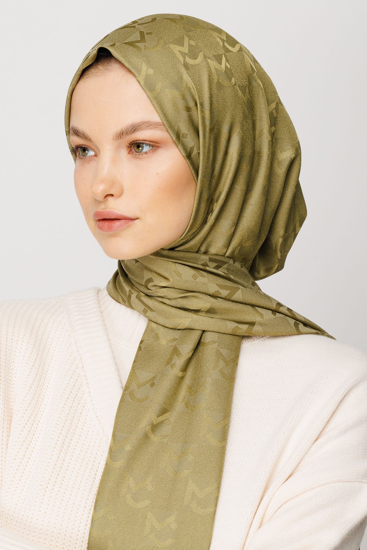 MC Pattern Jacquard Shawl - Soft Green