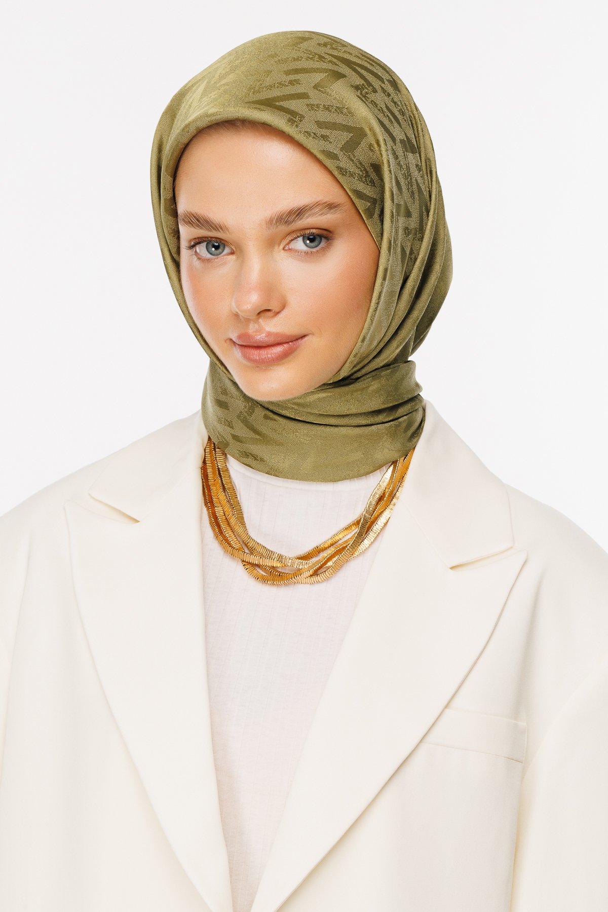 Nova Pattern Luxury Jacquard Scarf - Soft Green