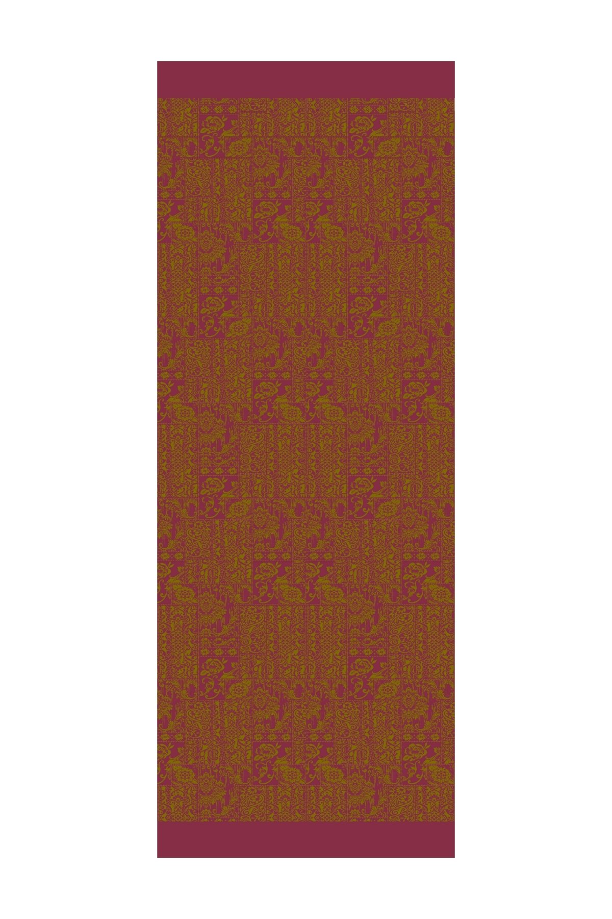 Henna Pattern Double-Sided Shawl - Fat Green-Damson
