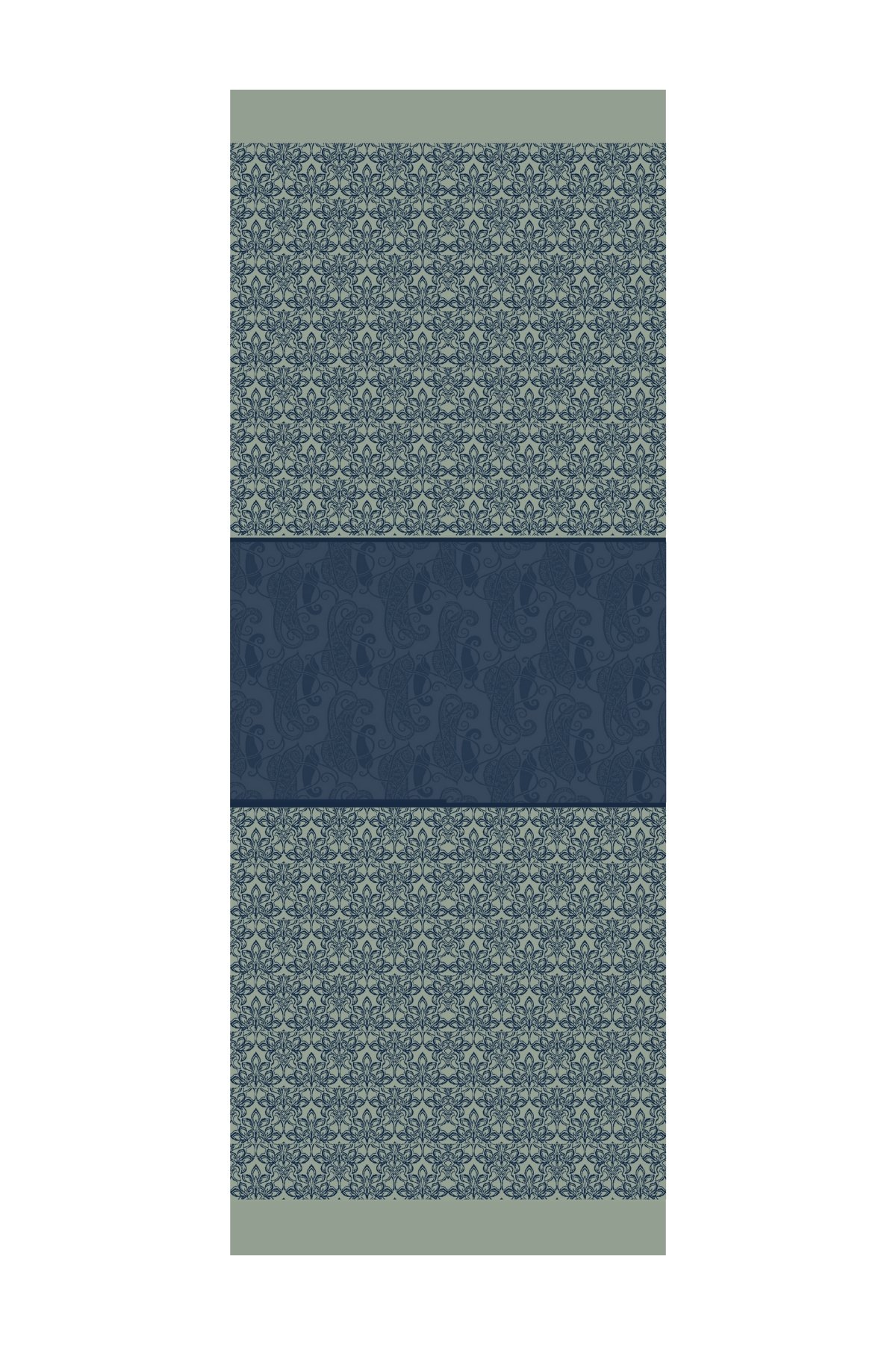 Nora Pattern Double-Sided Shawl - Navy Blue-Aqua Green