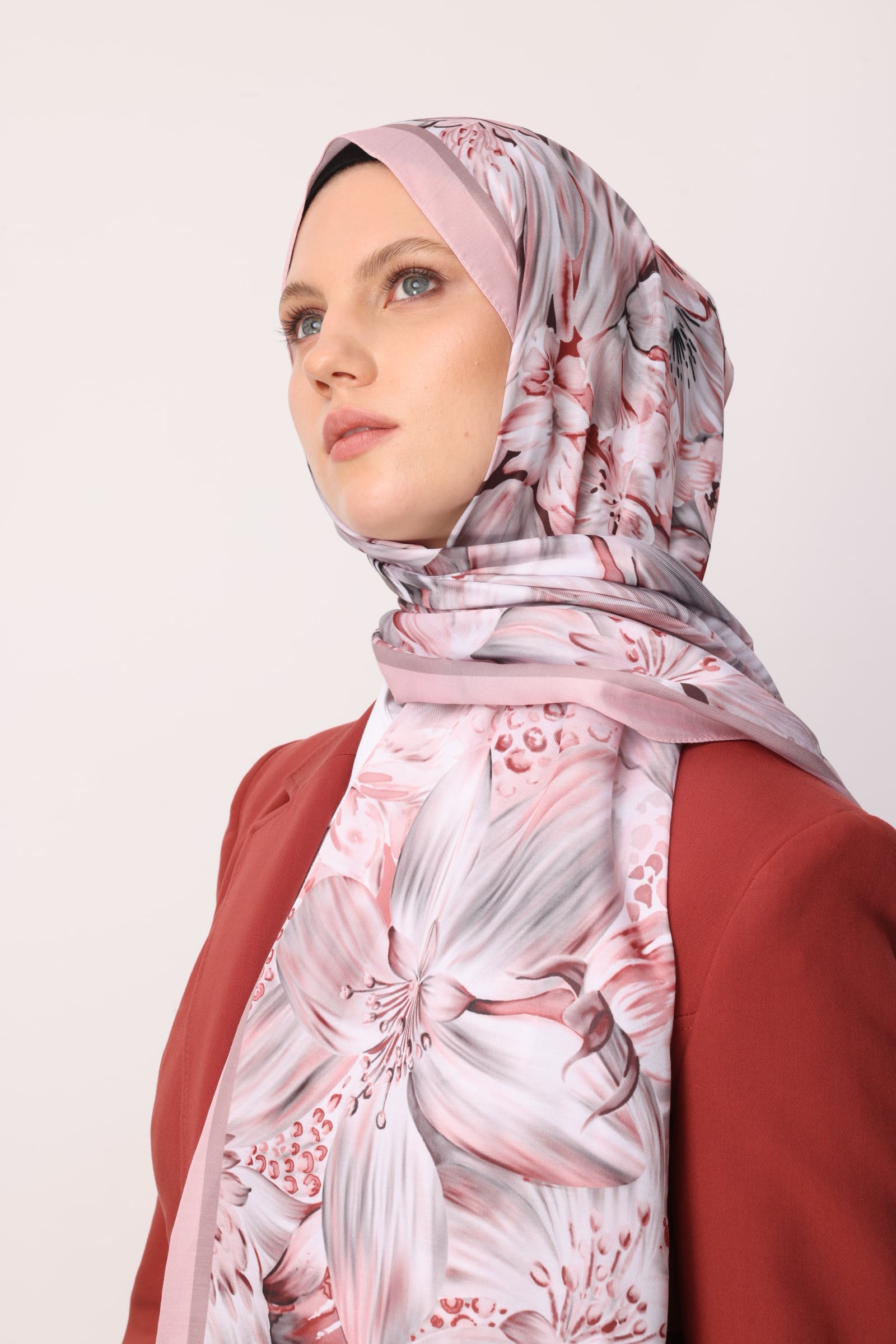 Larin Patterned Cotton Shawl - Powder