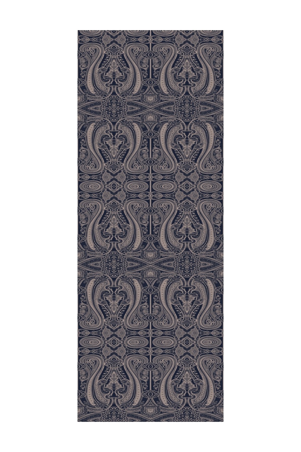 Liva Pattern Shine Line Shawl - Navy Blue-Beige